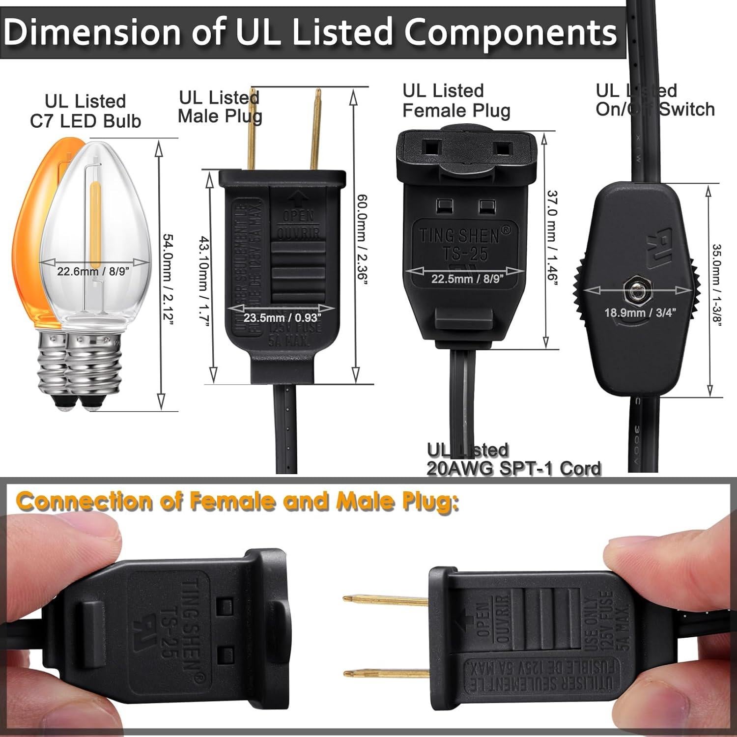 Cable de lámpara E12 Finelux 2 luces 1,83 m negro