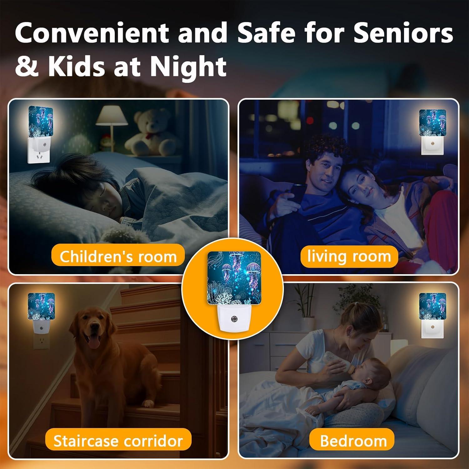 Luz Nocturna LED GANTINIR Medusa 7.6x11.4 cm Ahorro Energía