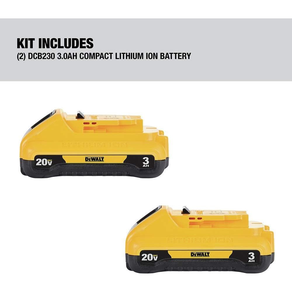 Batería de Litio Ión DEWALT 20V MAX 3.0 Ah 2-Pack DCB230-2