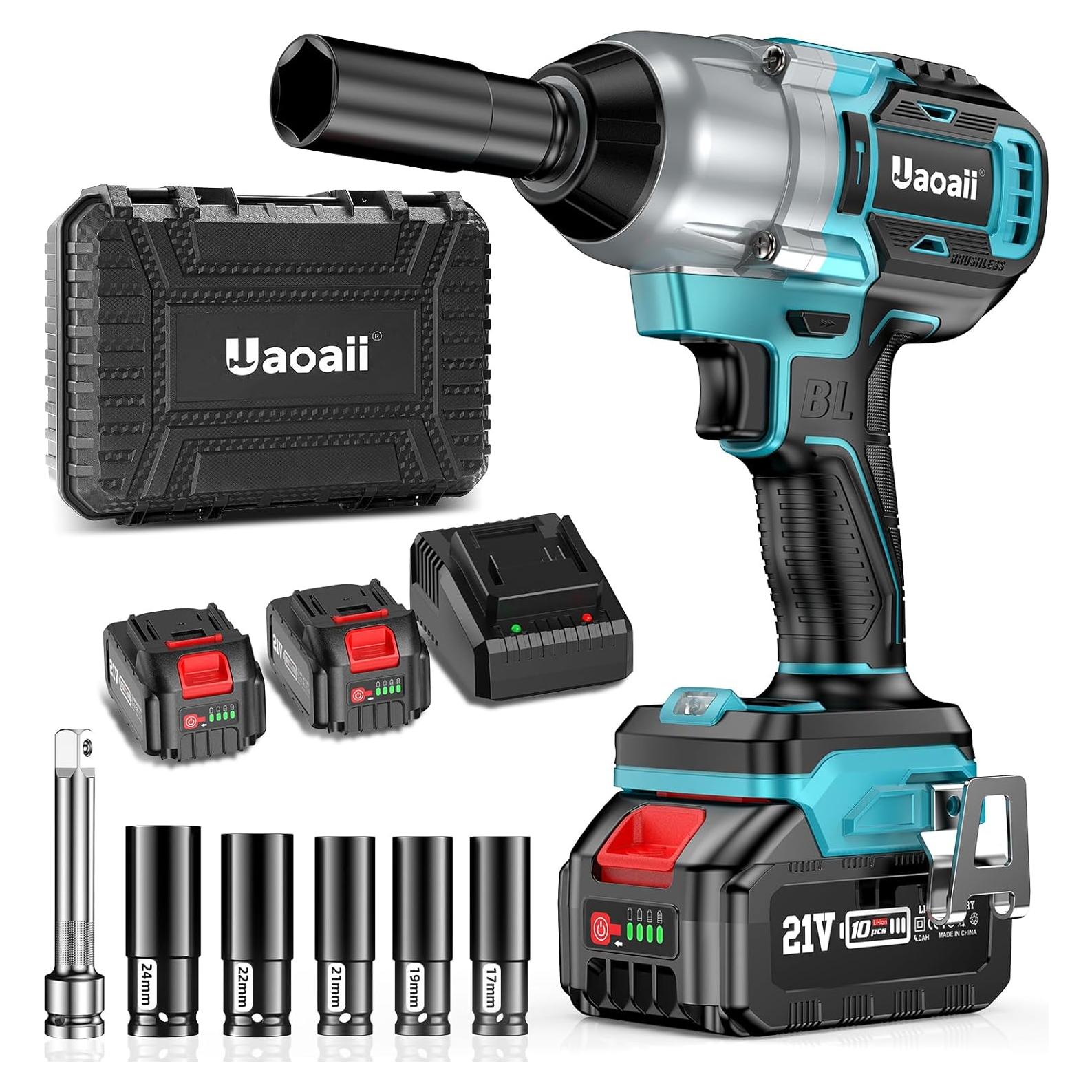 Llave de Impacto Inalámbrica Uaoaii 800Nm 1/2" con 2 Baterías