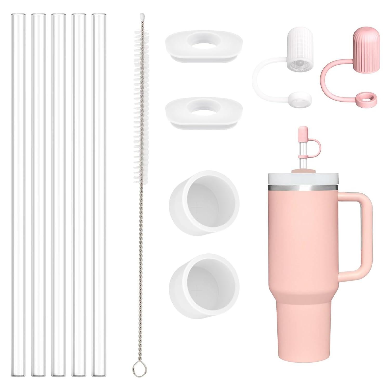 6 Pajillas Reutilizables Allwith con Tapas Antiderrame para Taza Stanley 30/40 oz