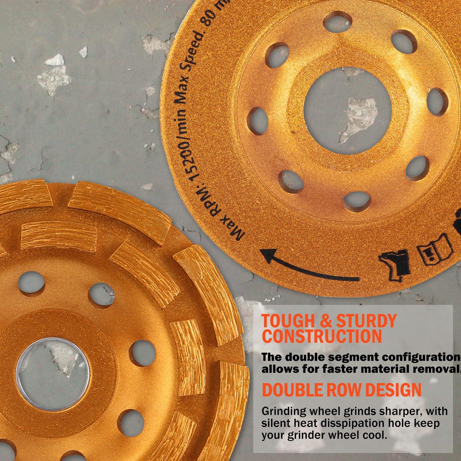 Rueda de Pulido de Concreto KSEIBI 4" Doble Fila Diamante