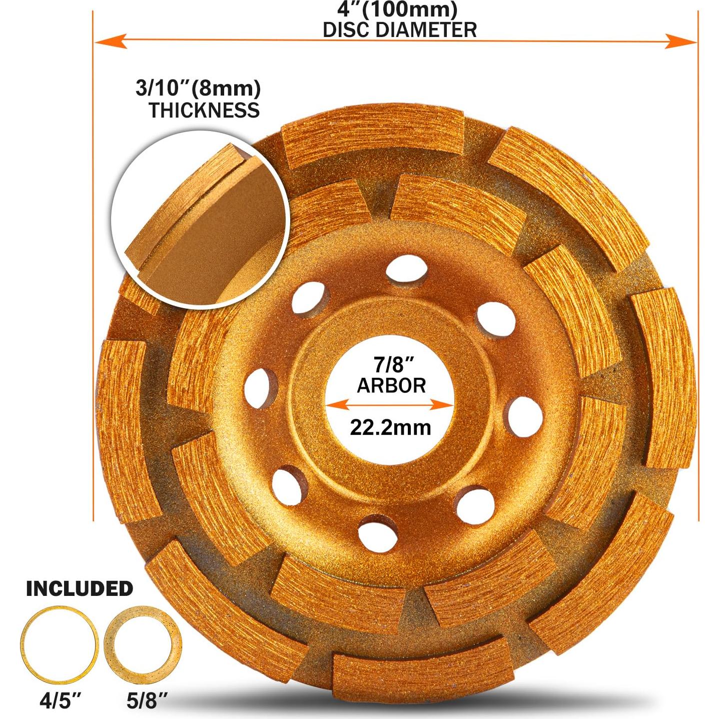 Rueda de Pulido de Concreto KSEIBI 4" Doble Fila Diamante