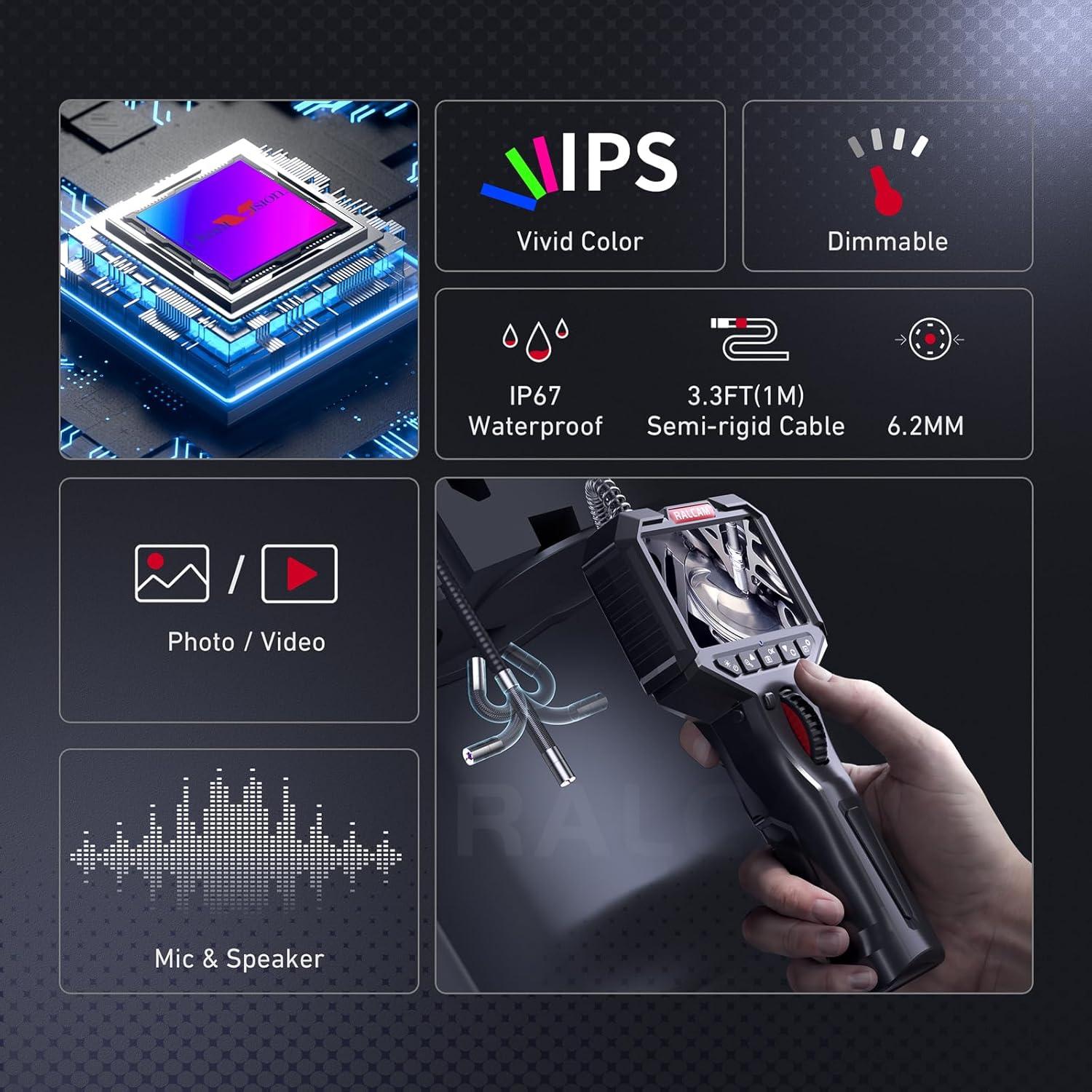 Borescopio Articulado Ralcam 6.2mm HD con Luz 1.0m