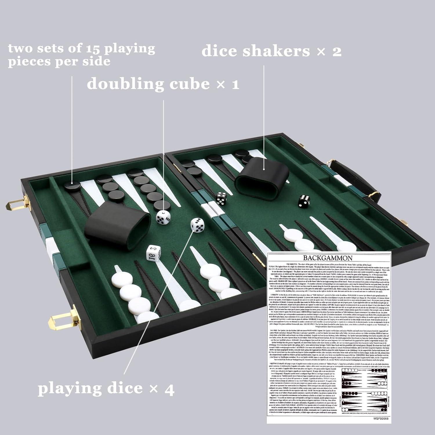 Juego de Backgammon CAYOULR 28cm Negro - Mesa Clásica Portátil