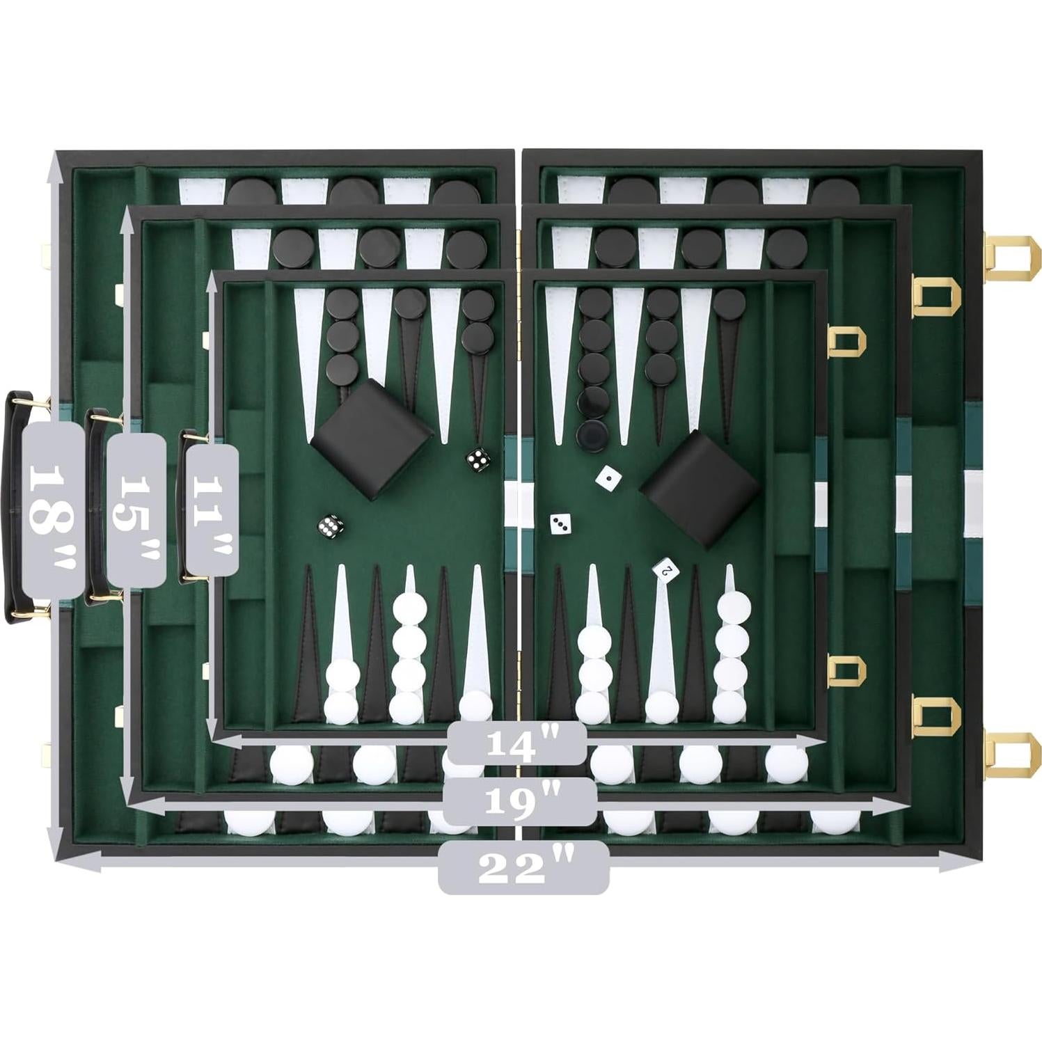 Juego de Backgammon CAYOULR 28cm Negro - Mesa Clásica Portátil