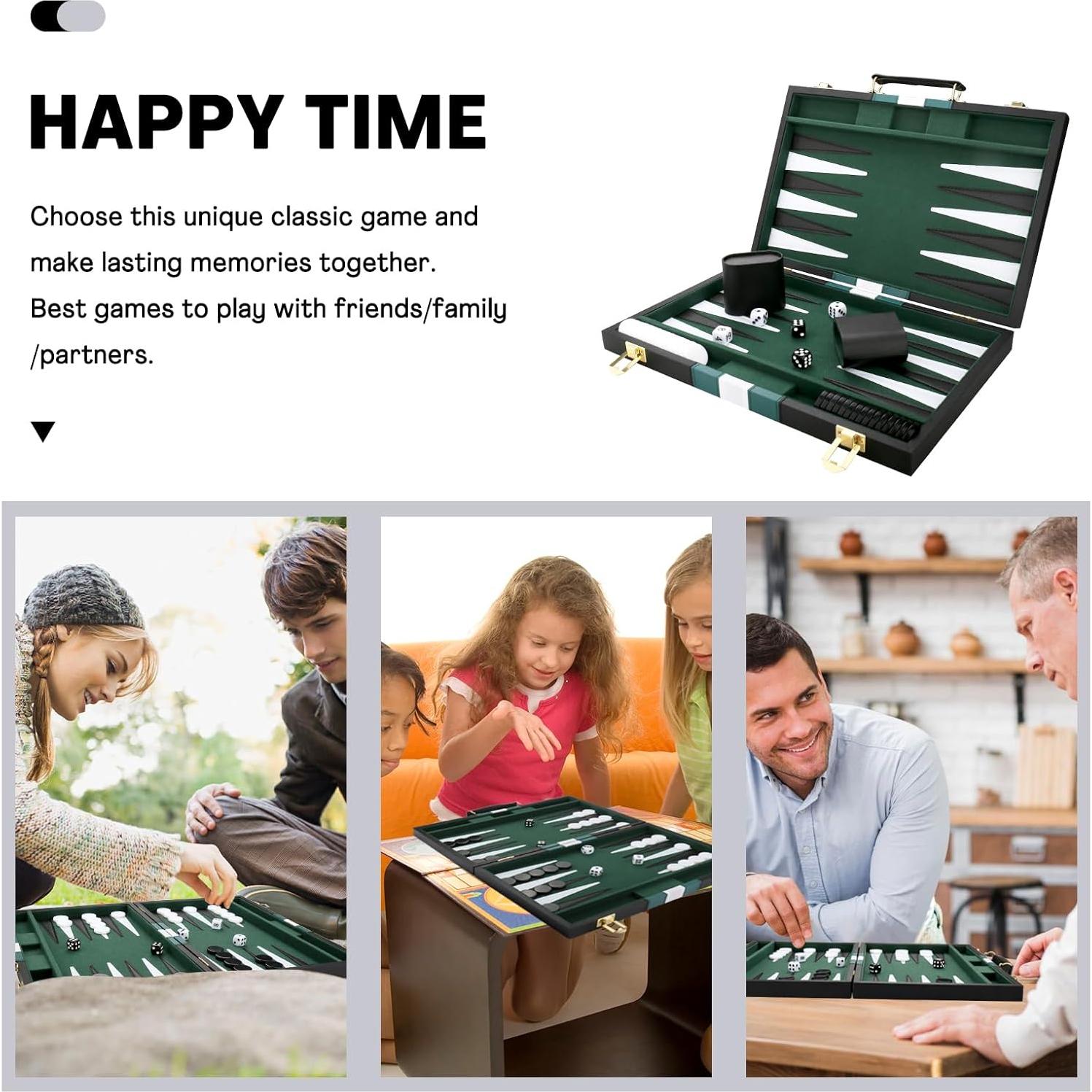 Juego de Backgammon CAYOULR 28cm Negro - Mesa Clásica Portátil