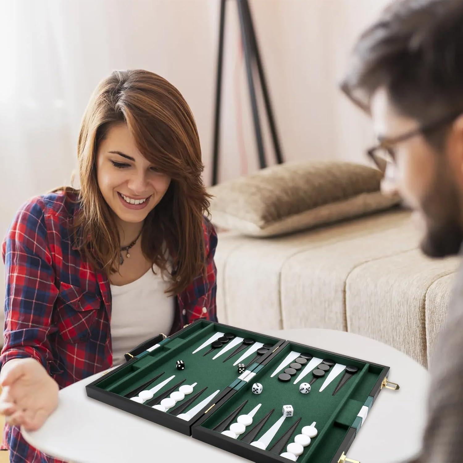 Juego de Backgammon CAYOULR 28cm Negro - Mesa Clásica Portátil