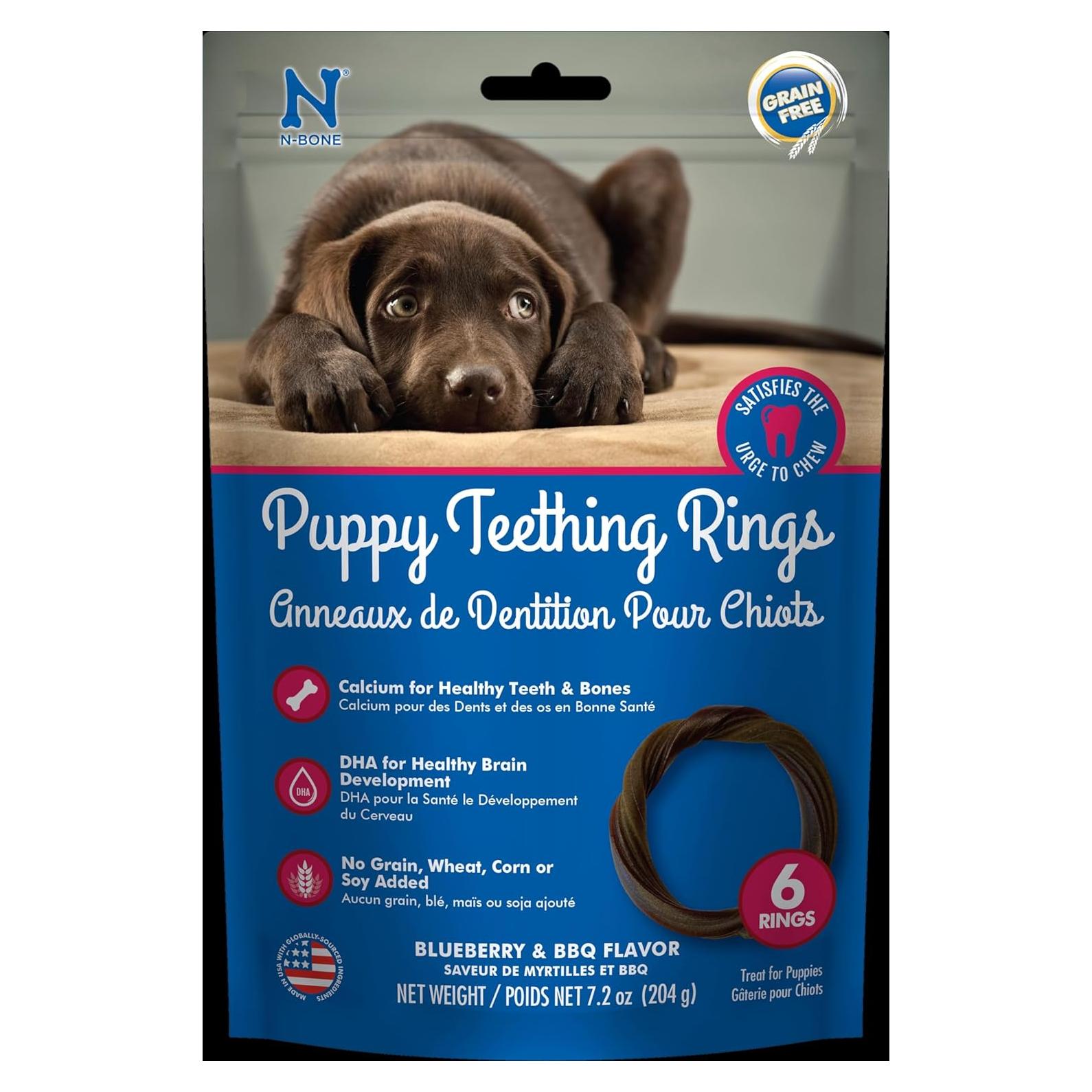 Anillos de Dentición N-Bone para Cachorros 204 g Sabor Arándano y BBQ