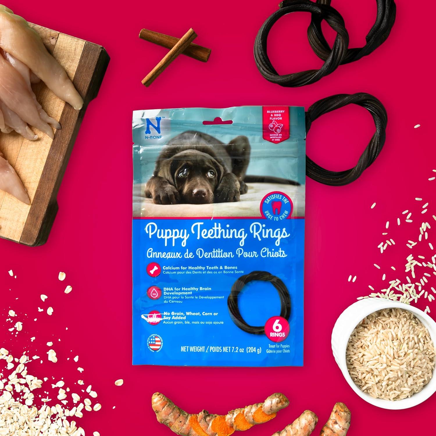 Anillos de Dentición N-Bone para Cachorros 204 g Sabor Arándano y BBQ