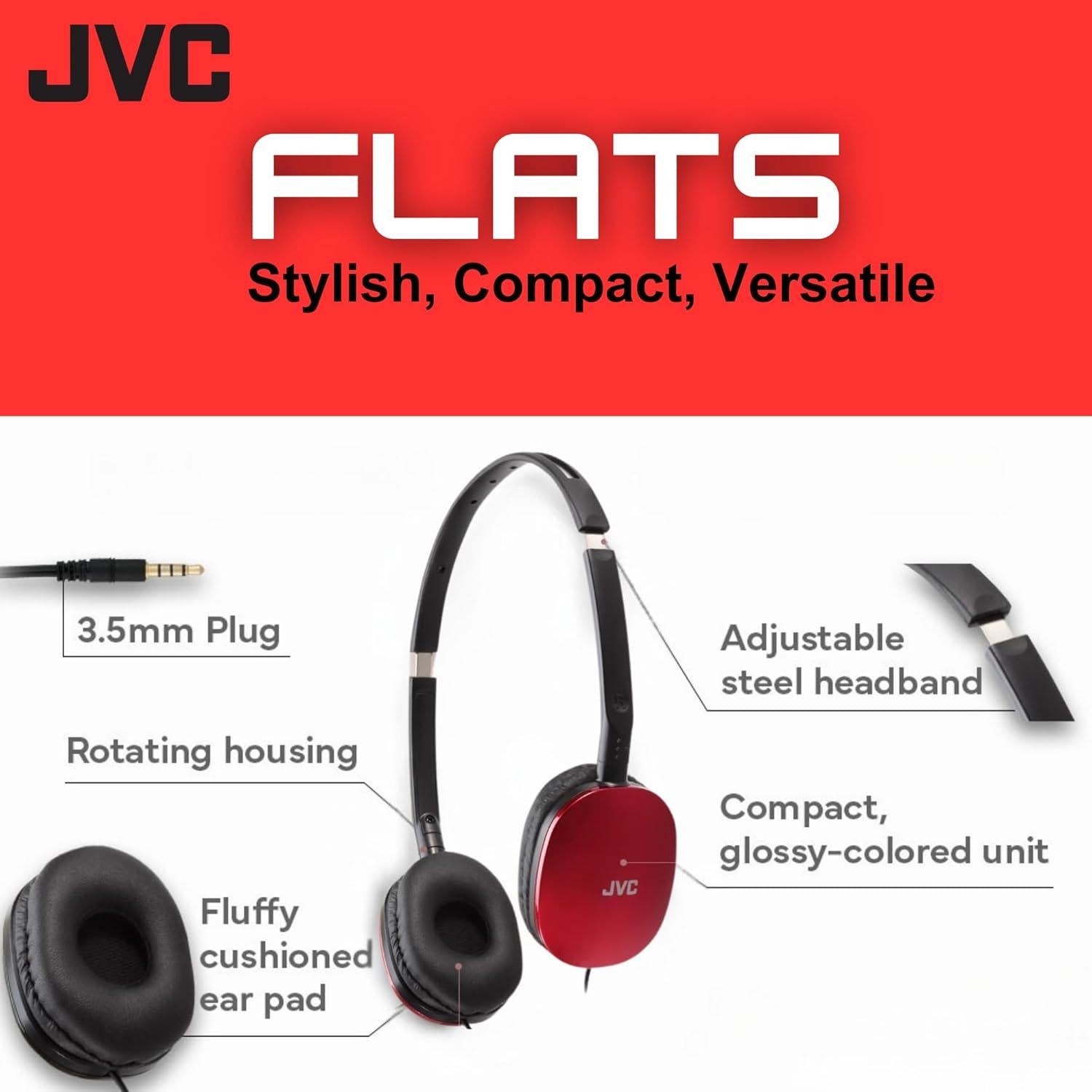 Auriculares JVC HA-S160R On-Ear Plegables con Cable 30mm