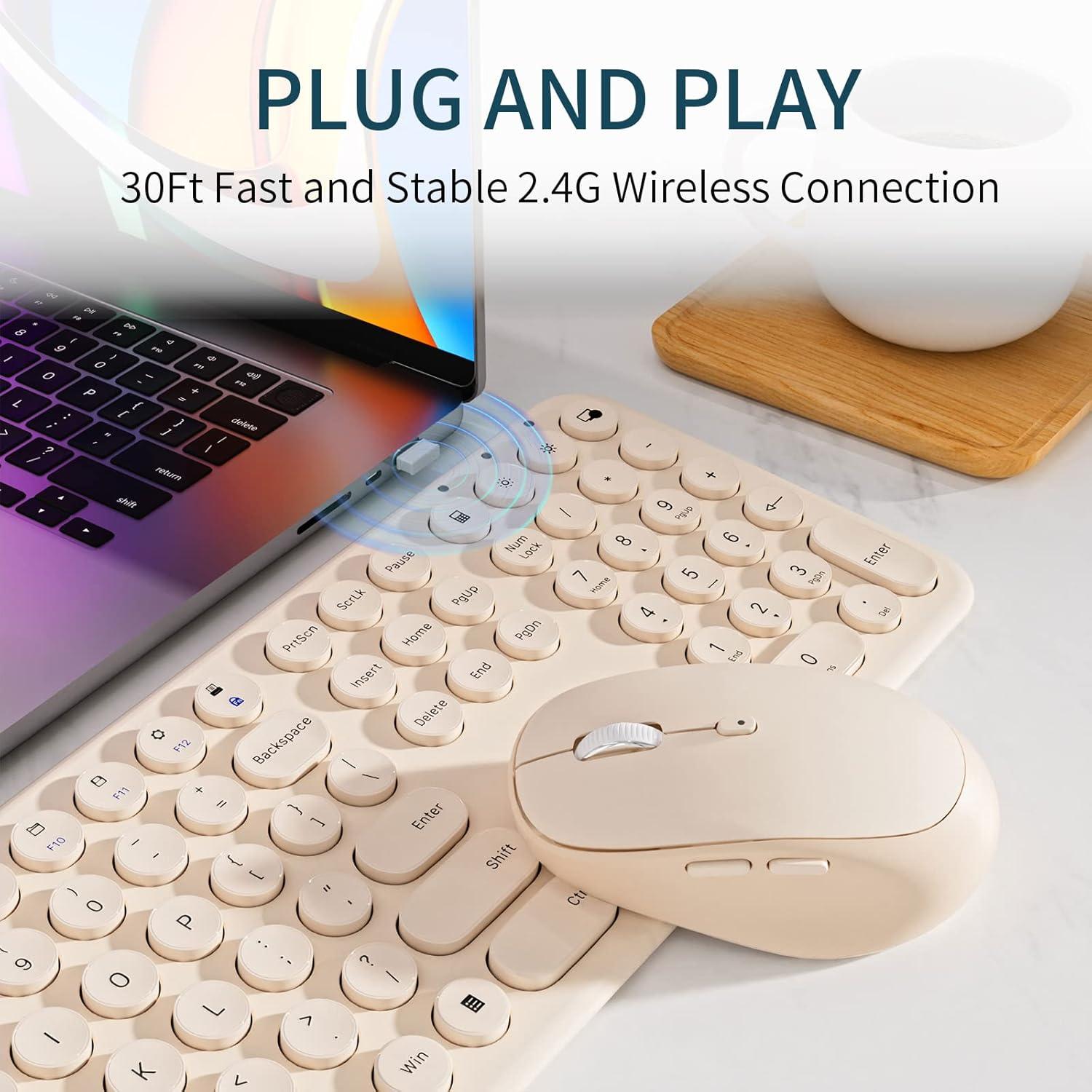 Combo Teclado y Ratón Inalámbricos YUNSHAN 2.4GHz Caqui