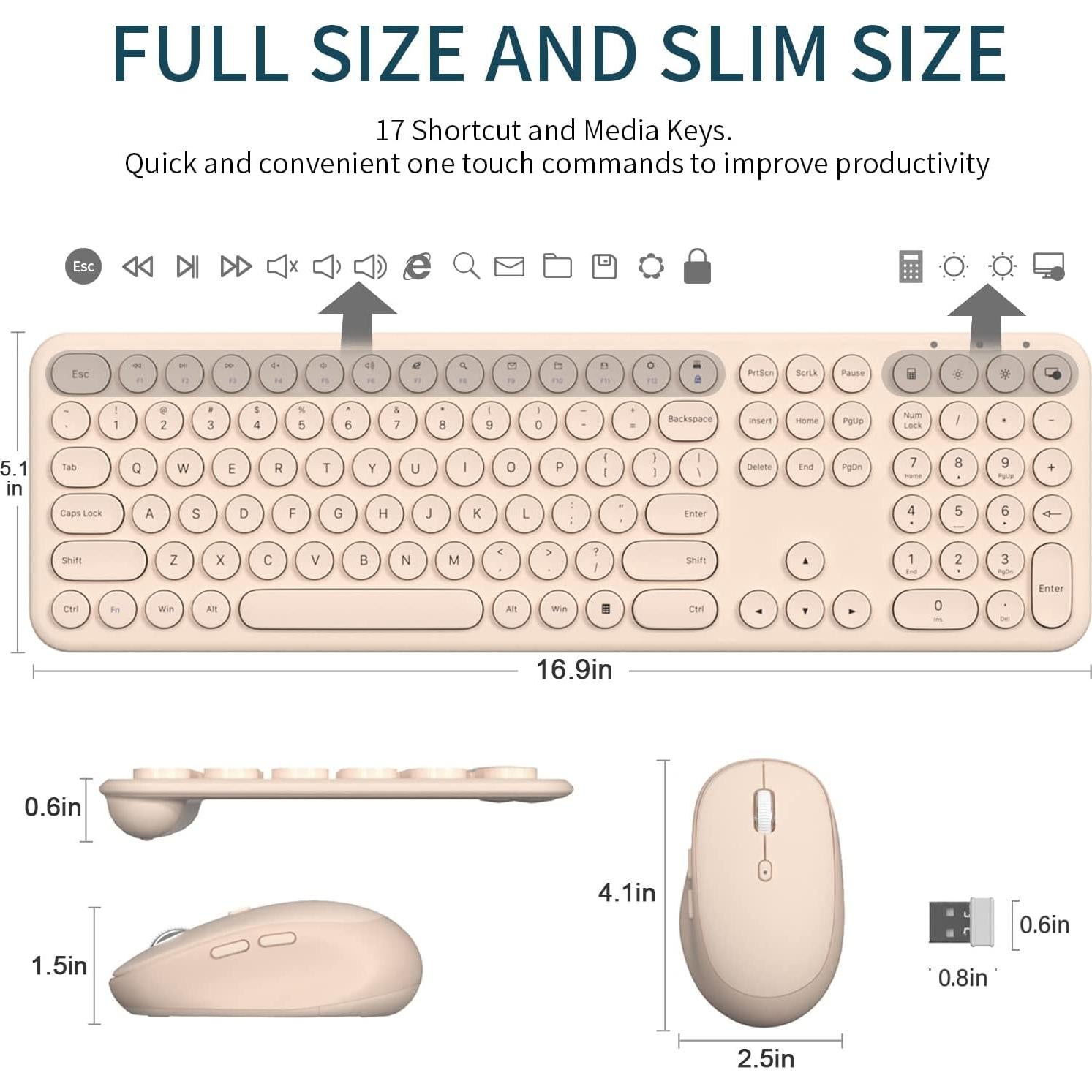 Combo Teclado y Ratón Inalámbricos YUNSHAN 2.4GHz Caqui