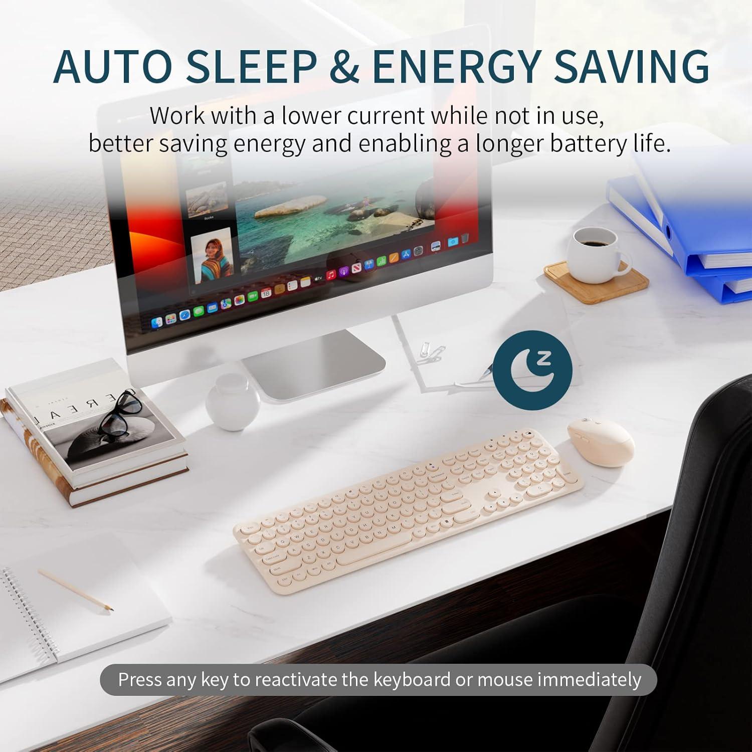 Combo Teclado y Ratón Inalámbricos YUNSHAN 2.4GHz Caqui