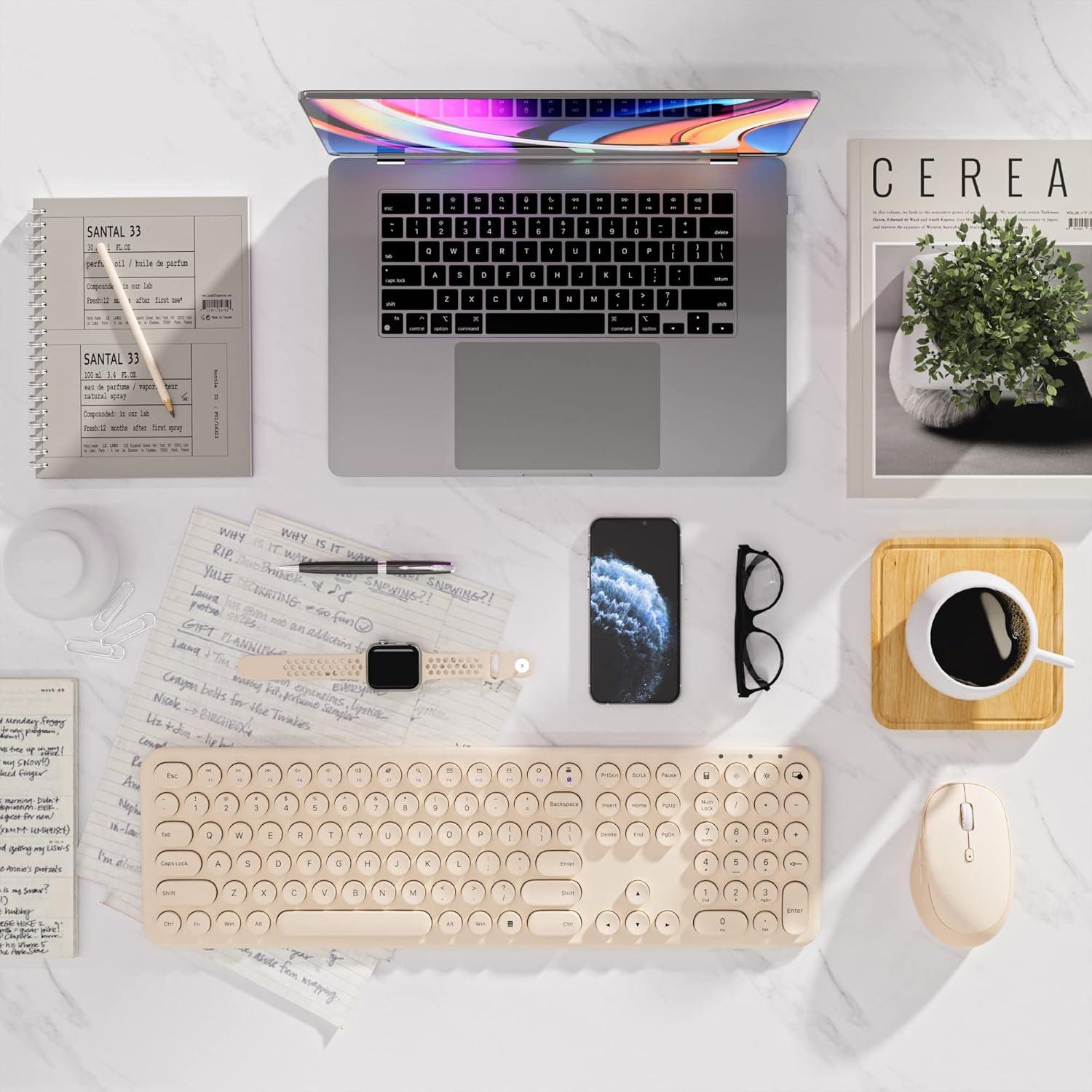 Combo Teclado y Ratón Inalámbricos YUNSHAN 2.4GHz Caqui