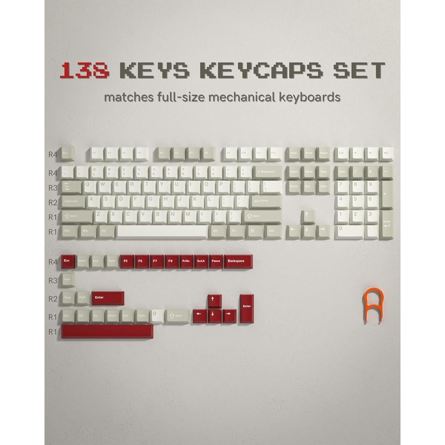 Juego de Teclas Womier PBT 138 Teclas Gris Vintage