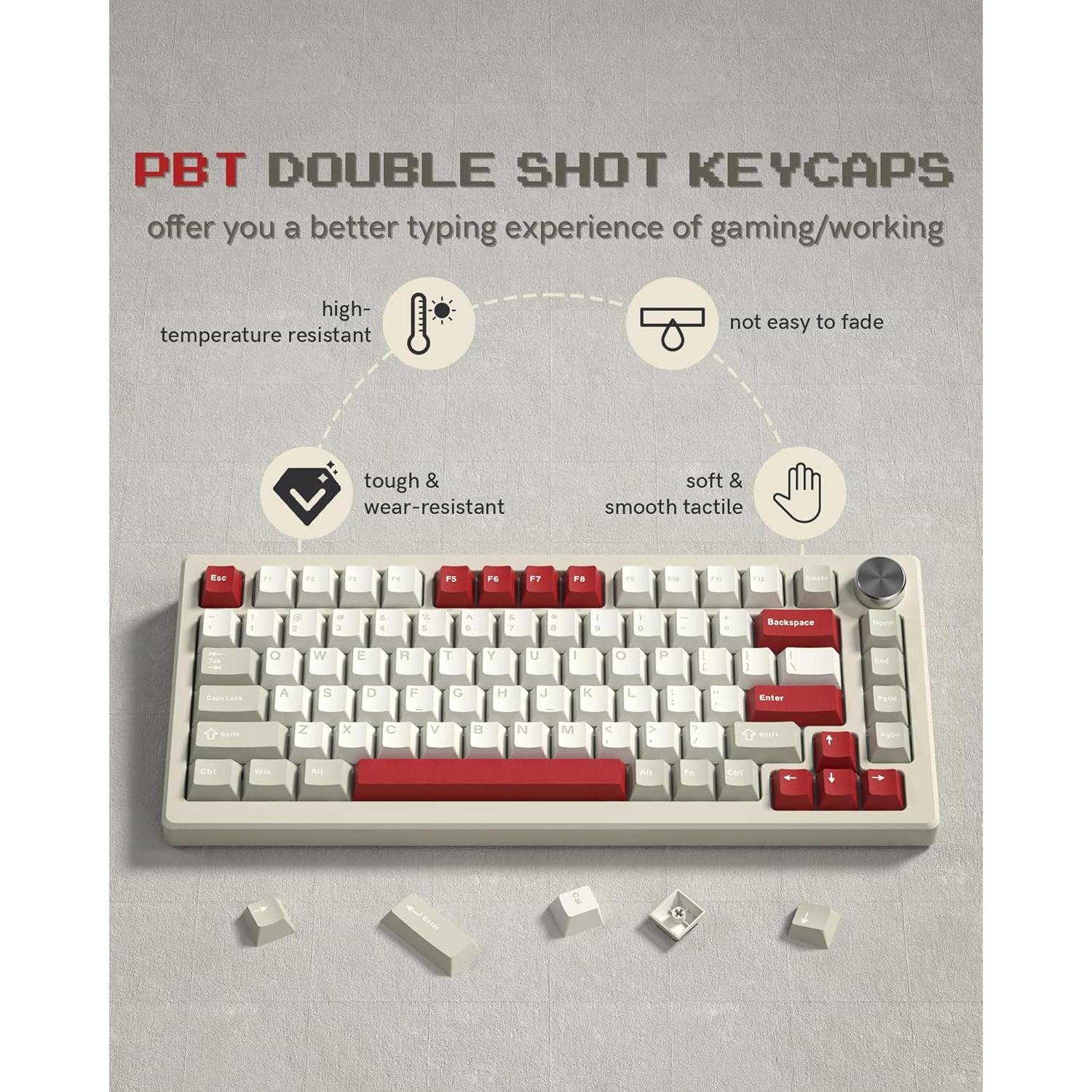 Juego de Teclas Womier PBT 138 Teclas Gris Vintage