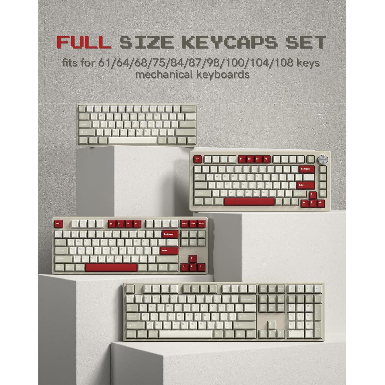 Juego de Teclas Womier PBT 138 Teclas Gris Vintage