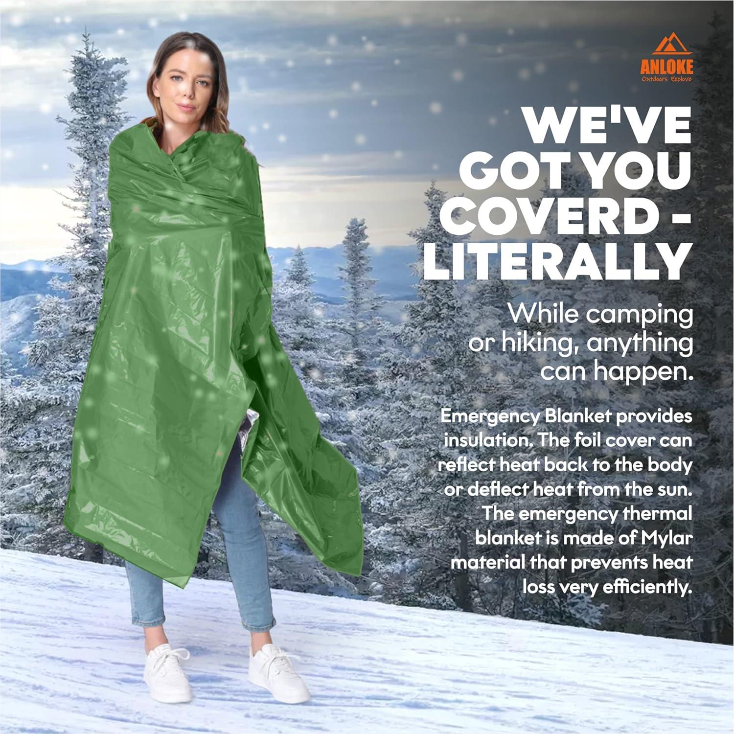 Mantas de Emergencia ANLOKE Mylar 82x62 cm Paquete de 4