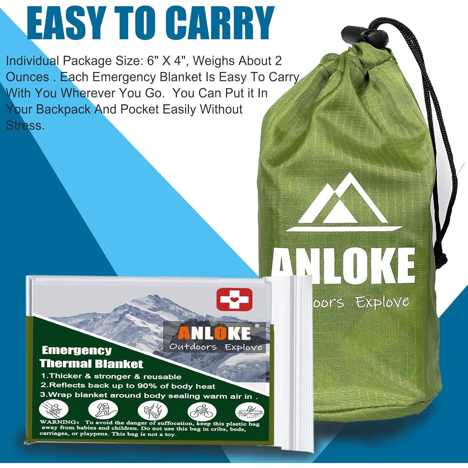 Mantas de Emergencia ANLOKE Mylar 82x62 cm Paquete de 4