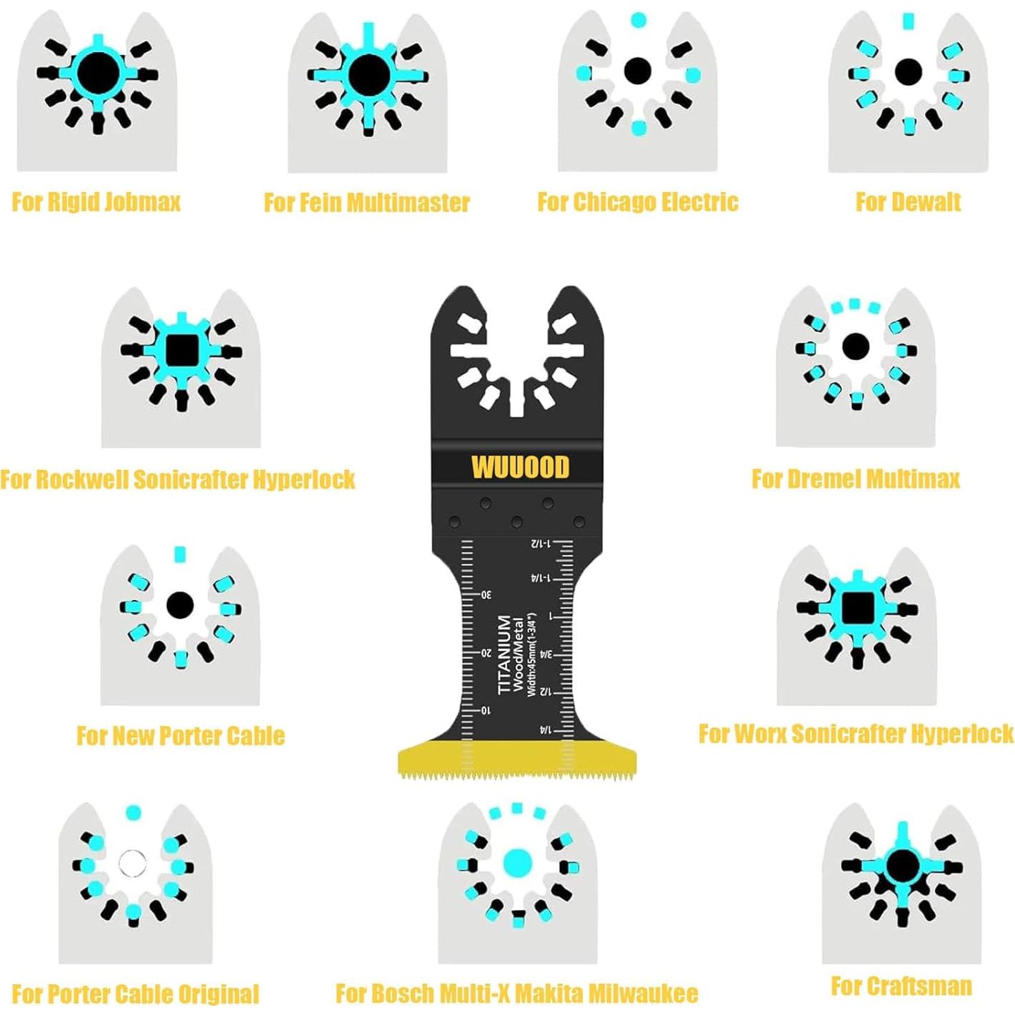 Cuchillas de sierra oscilante de titanio WUUOOD 10PCS para metal y madera