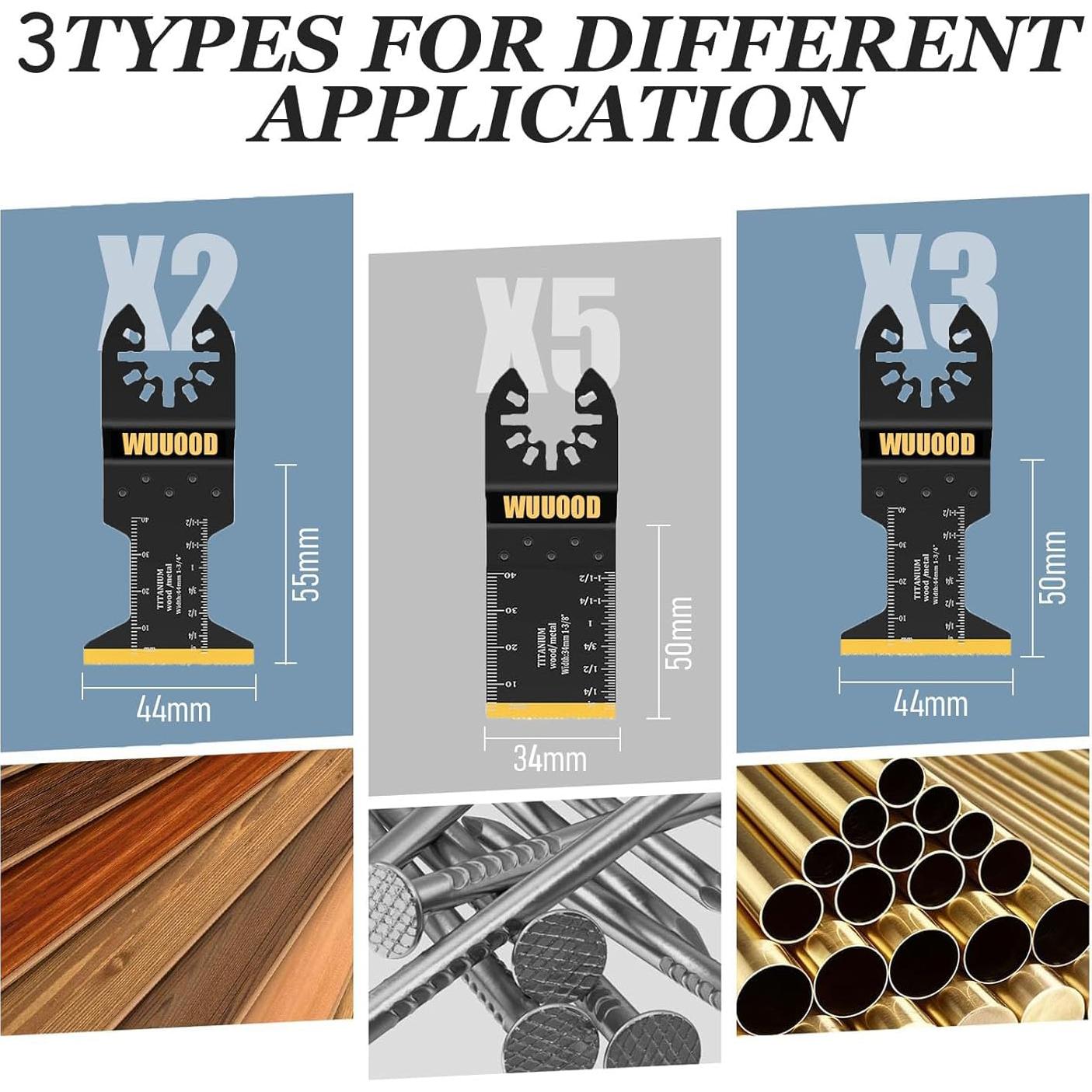 Cuchillas de sierra oscilante de titanio WUUOOD 10PCS para metal y madera