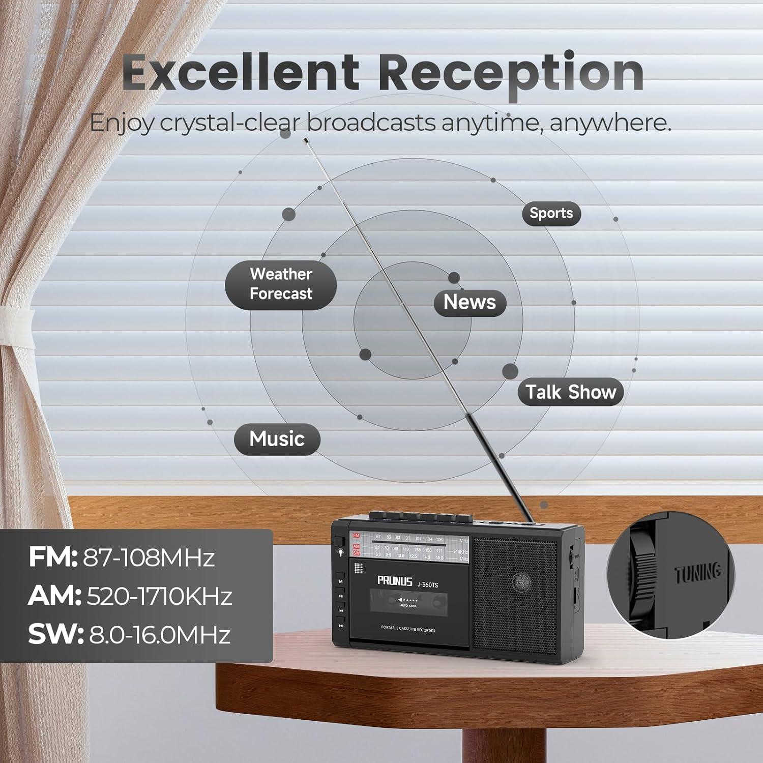 Reproductor de Cinta PRUNUS J-360 Boombox Bluetooth y Radio