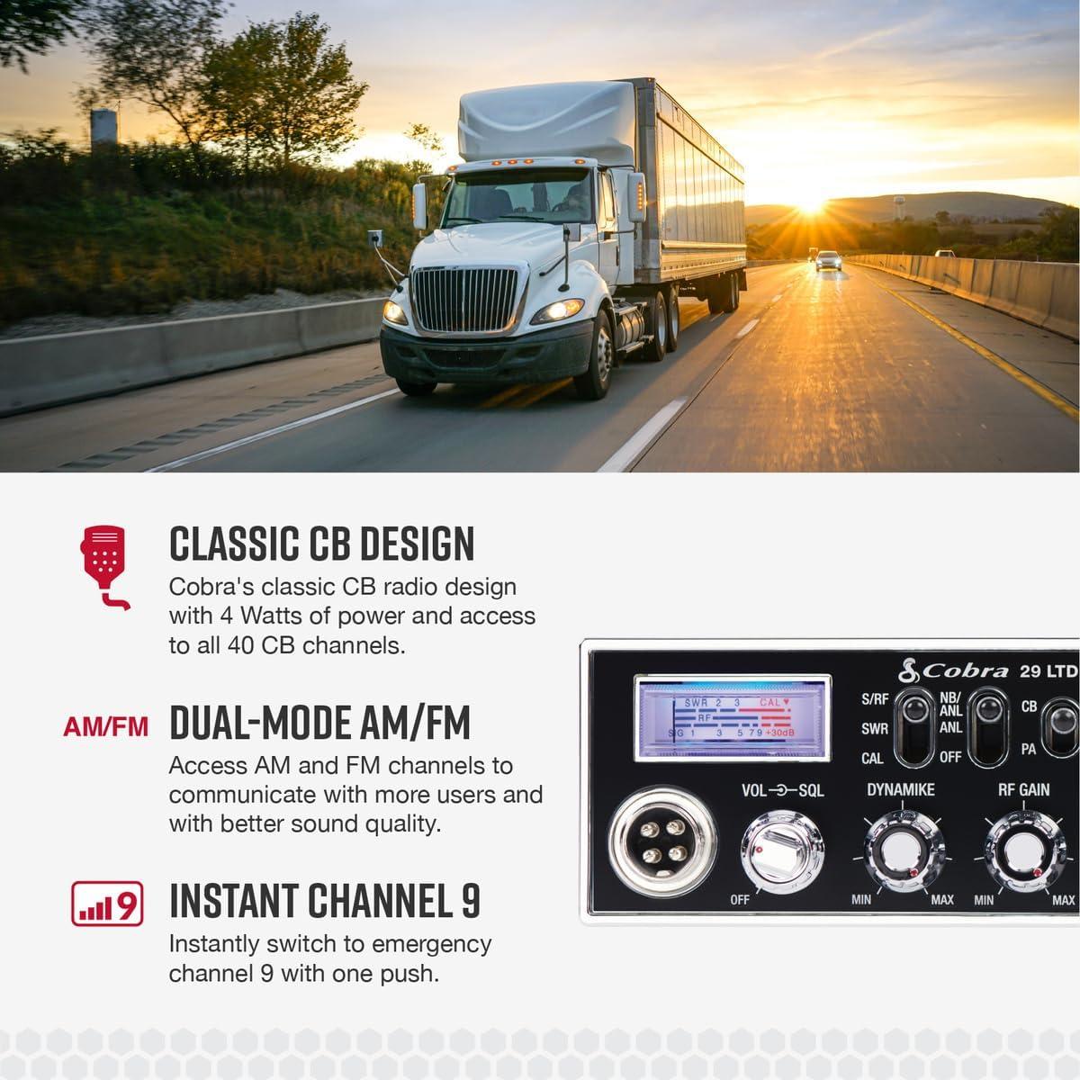 Radio CB Cobra 29 LTD Cromo AM/FM 40 Canales 4W