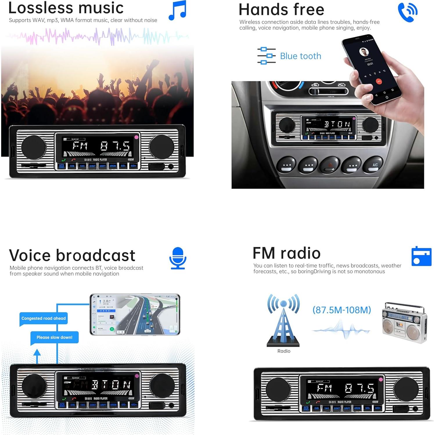Reproductor MP3 para automóvil EPATHDEALS 12V Bluetooth FM USB SD