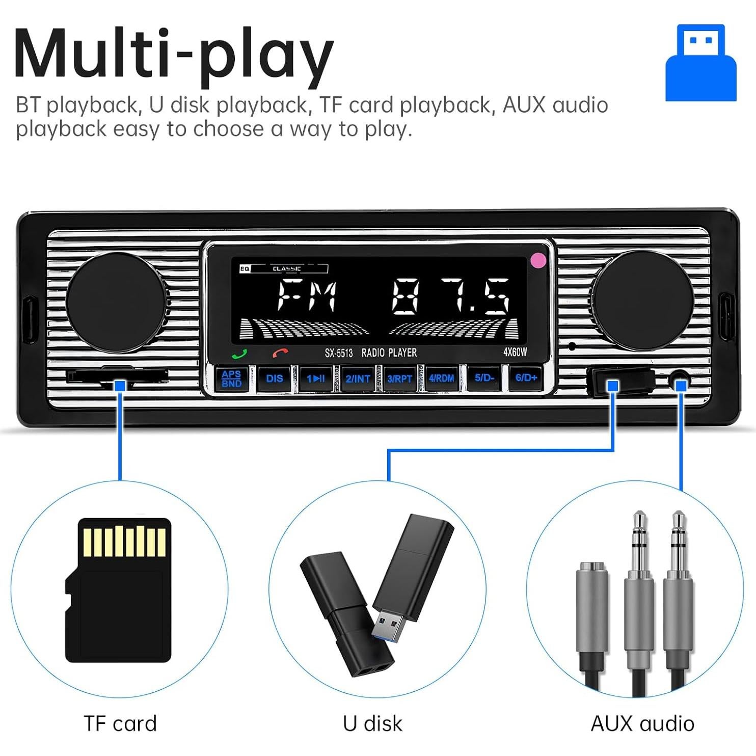 Reproductor MP3 para automóvil EPATHDEALS 12V Bluetooth FM USB SD