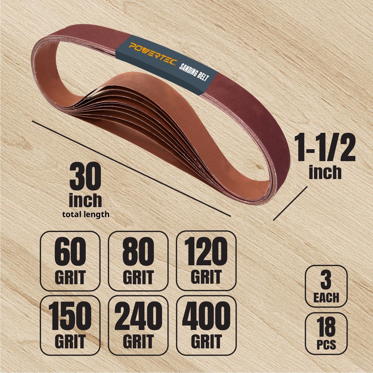 Cintas de Lijado POWERTEC 18PK 3x60-400 Granos 1.5x76.2cm