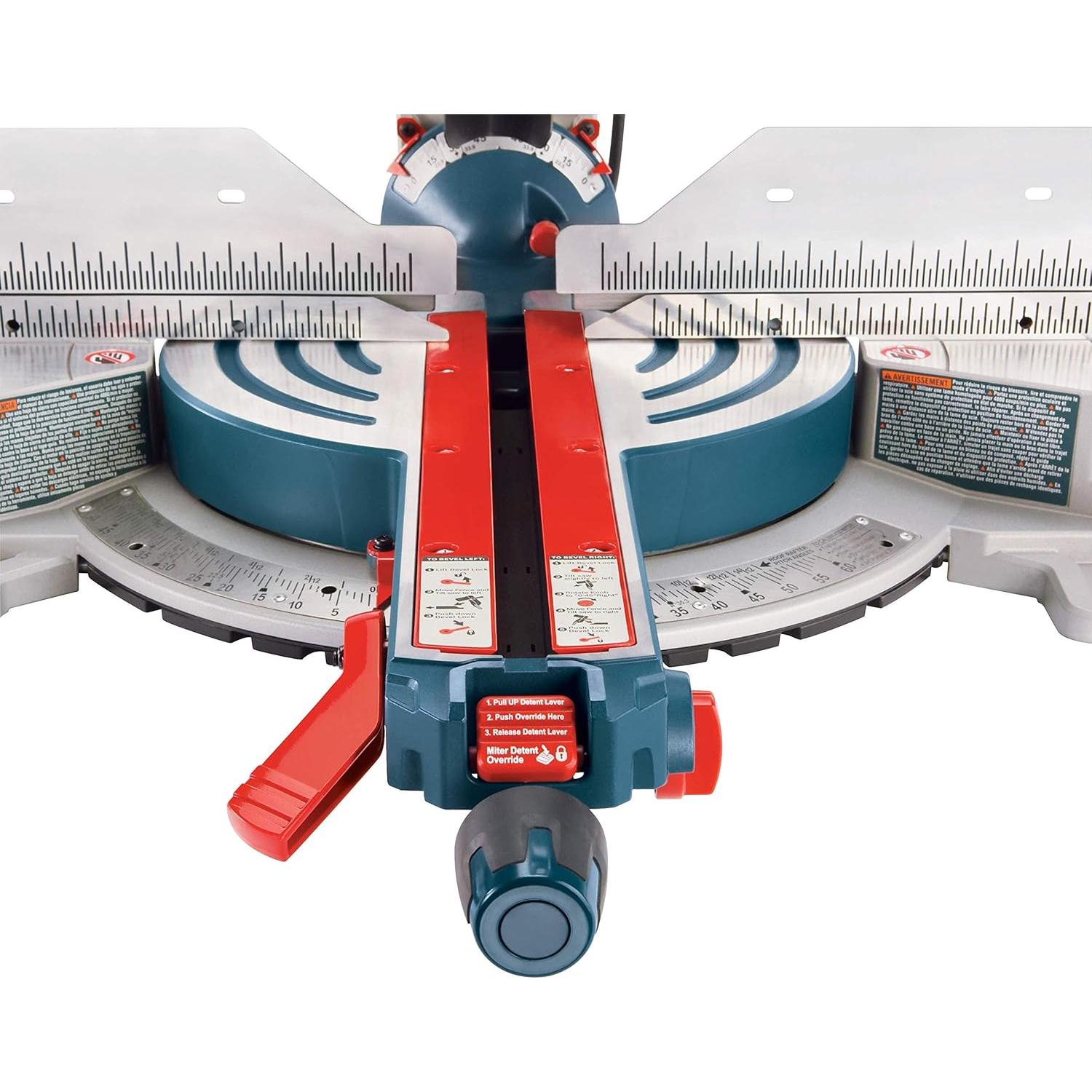 Bosch 120V 12" DB Glide Miter Saw-Blue and MS1233 Crown Stop Kit for Bosch Miter Saws, Includes Mounting Knobs and Hardware