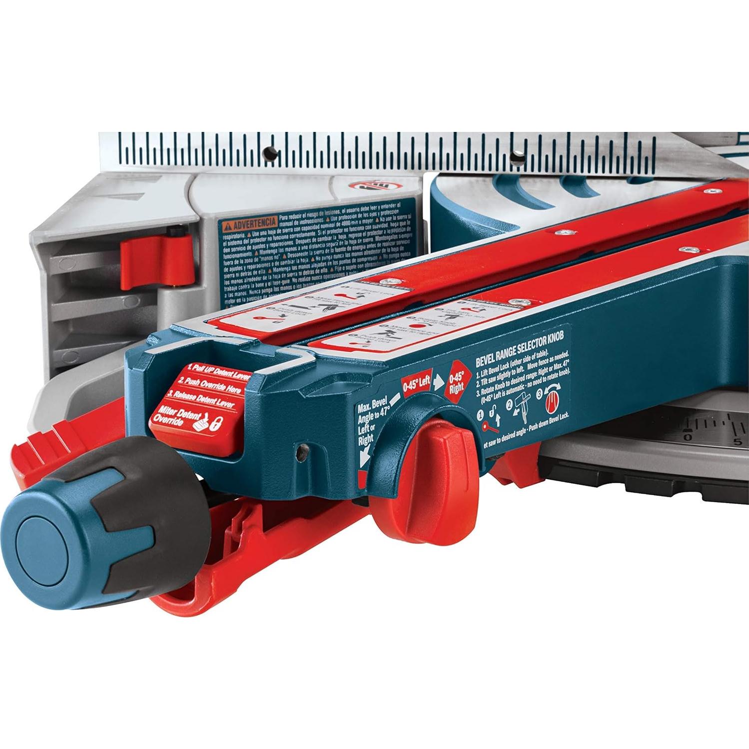 Bosch 120V 12" DB Glide Miter Saw-Blue and MS1233 Crown Stop Kit for Bosch Miter Saws, Includes Mounting Knobs and Hardware