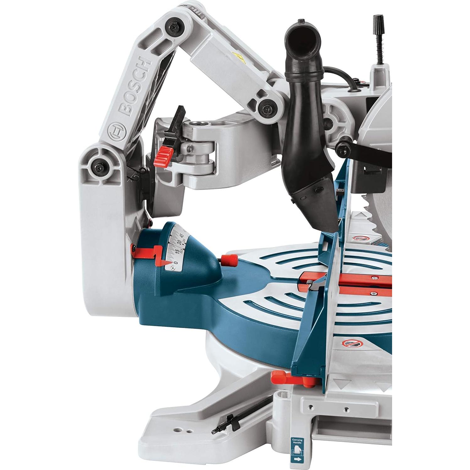 Bosch 120V 12" DB Glide Miter Saw-Blue and MS1233 Crown Stop Kit for Bosch Miter Saws, Includes Mounting Knobs and Hardware