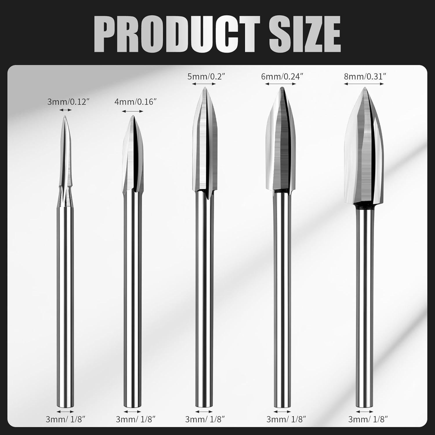 Juego de Brocas para Tallado en Madera WENORA 5 Piezas 3.175 mm