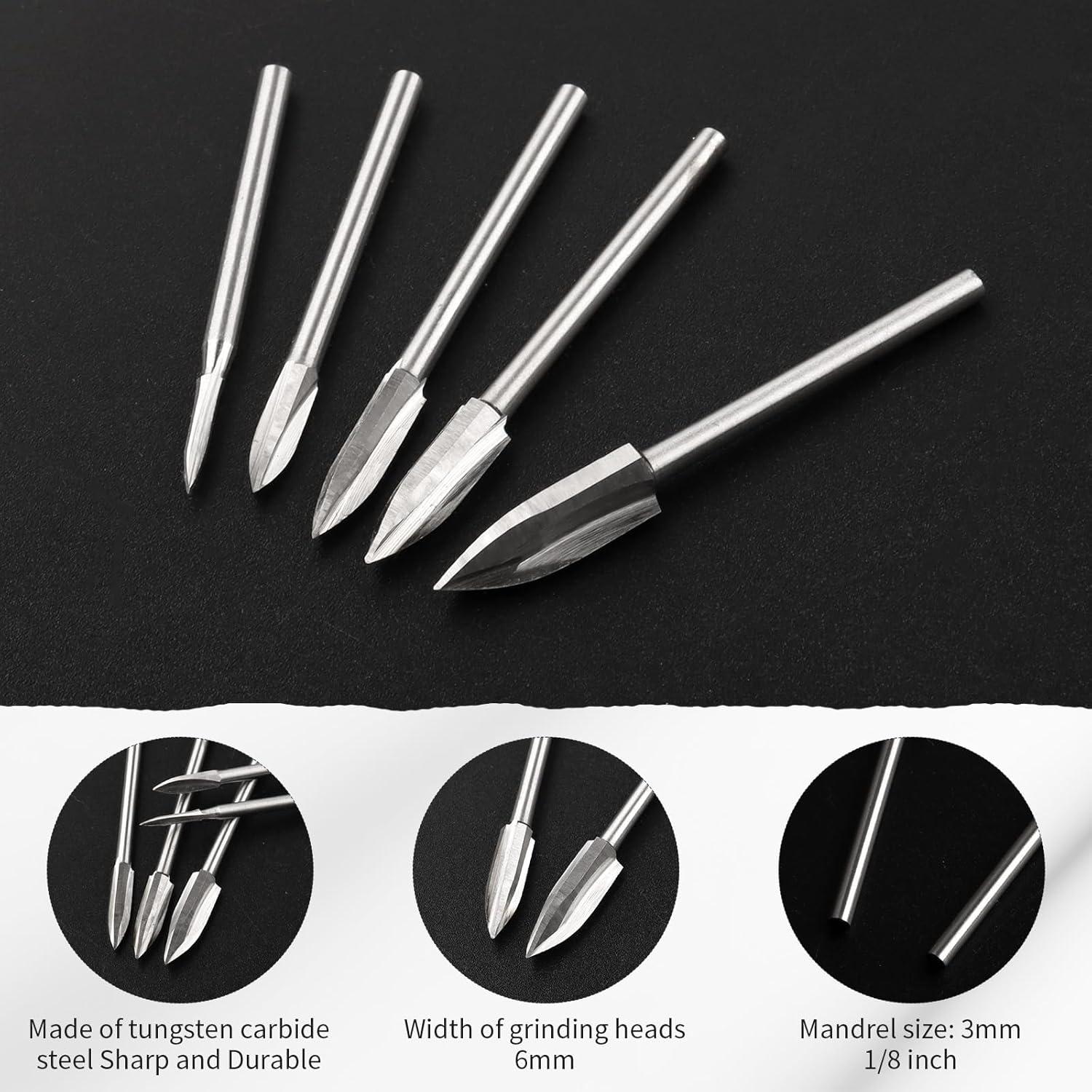 Juego de Brocas para Tallado en Madera WENORA 5 Piezas 3.175 mm