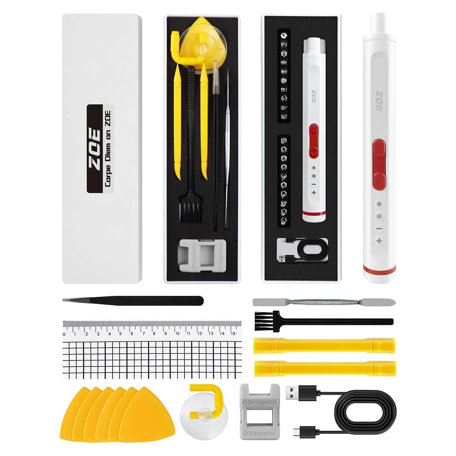 Electric screwdriver cordless set,40-in-1 precision screwdriver set with LED light and 20 S2 magnetic Bits,Small tool kit for Phones,Laptops,Watches,Electronics,Mini battery powered screwdriver set