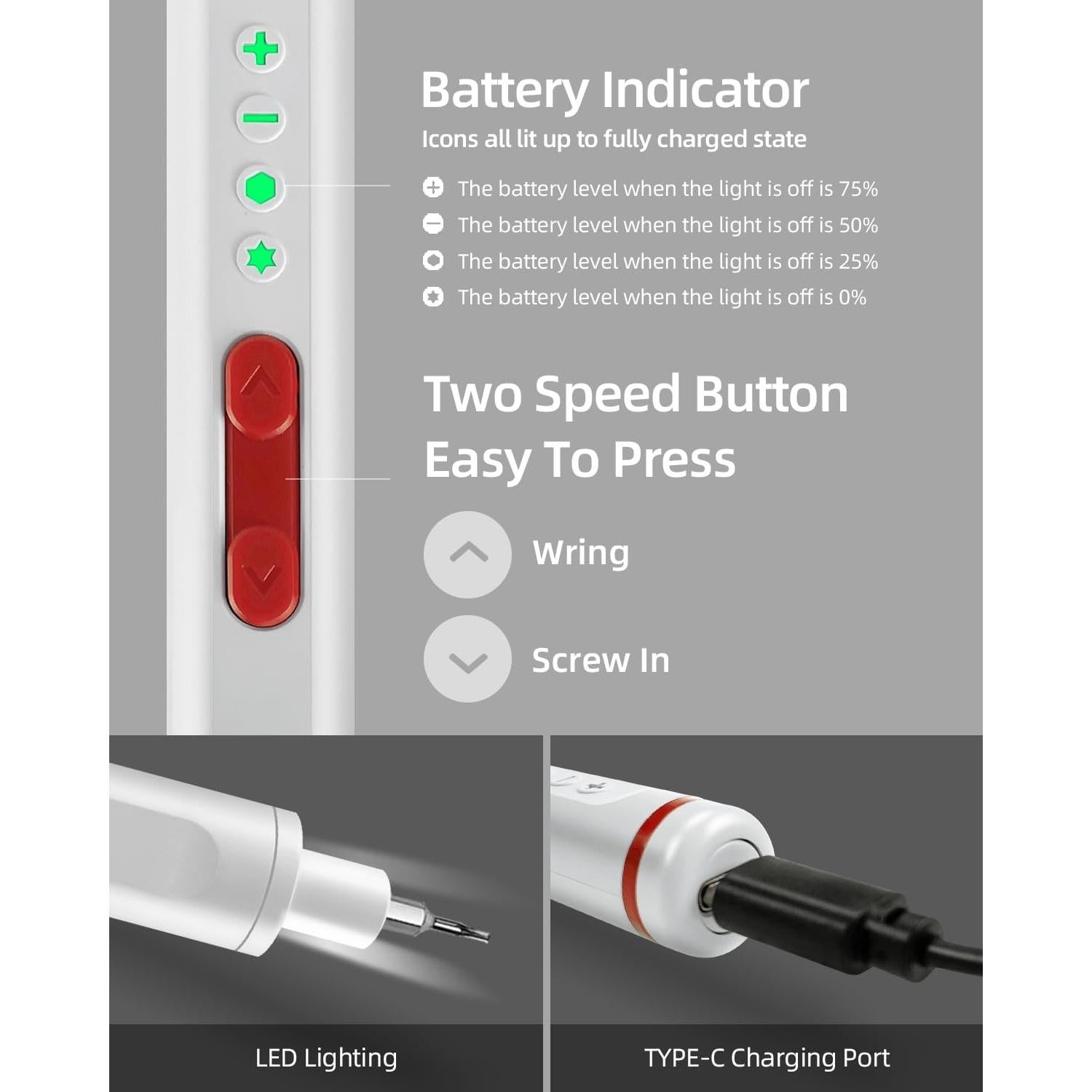 Electric screwdriver cordless set,40-in-1 precision screwdriver set with LED light and 20 S2 magnetic Bits,Small tool kit for Phones,Laptops,Watches,Electronics,Mini battery powered screwdriver set