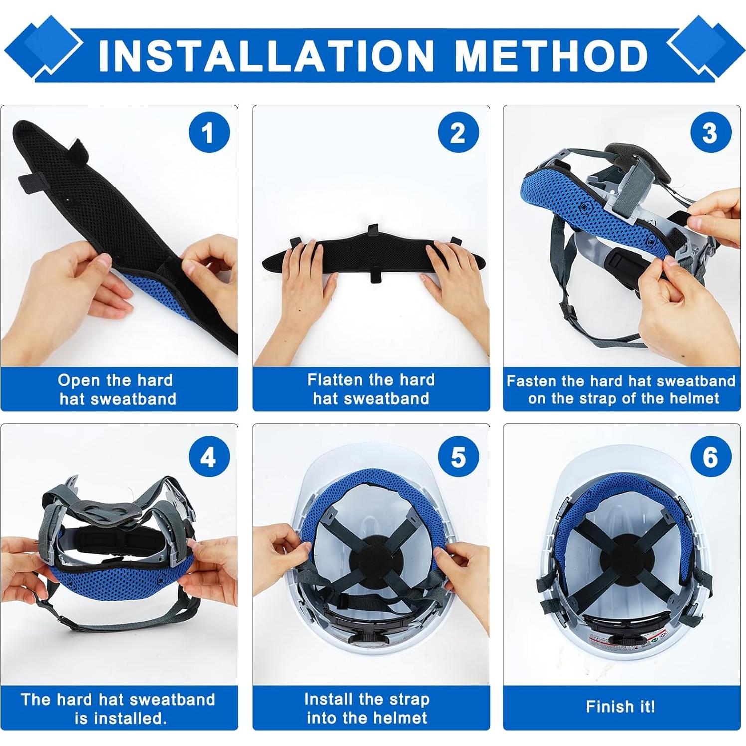 15 Bandas de Sudor para Casco DEKELIY Algodón Azul