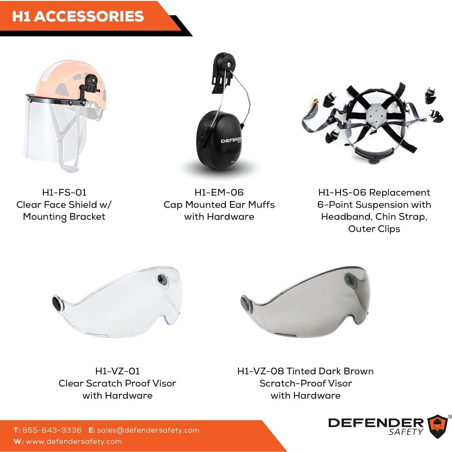 Casco de Seguridad Defender H1 Clase E con Visera