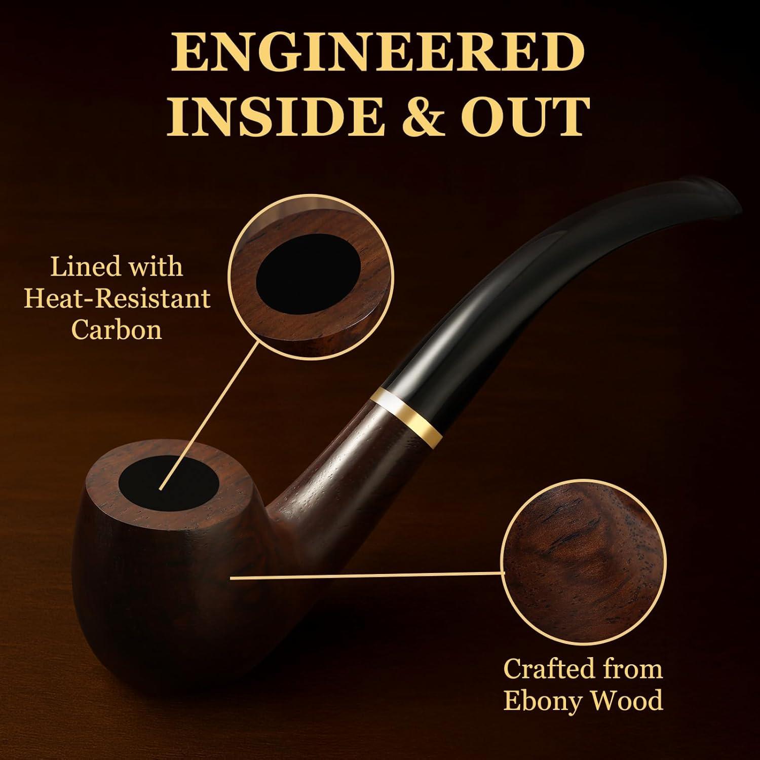 Pipa de Tabaco Joyoldelf Ébano Hecha a Mano con Accesorios