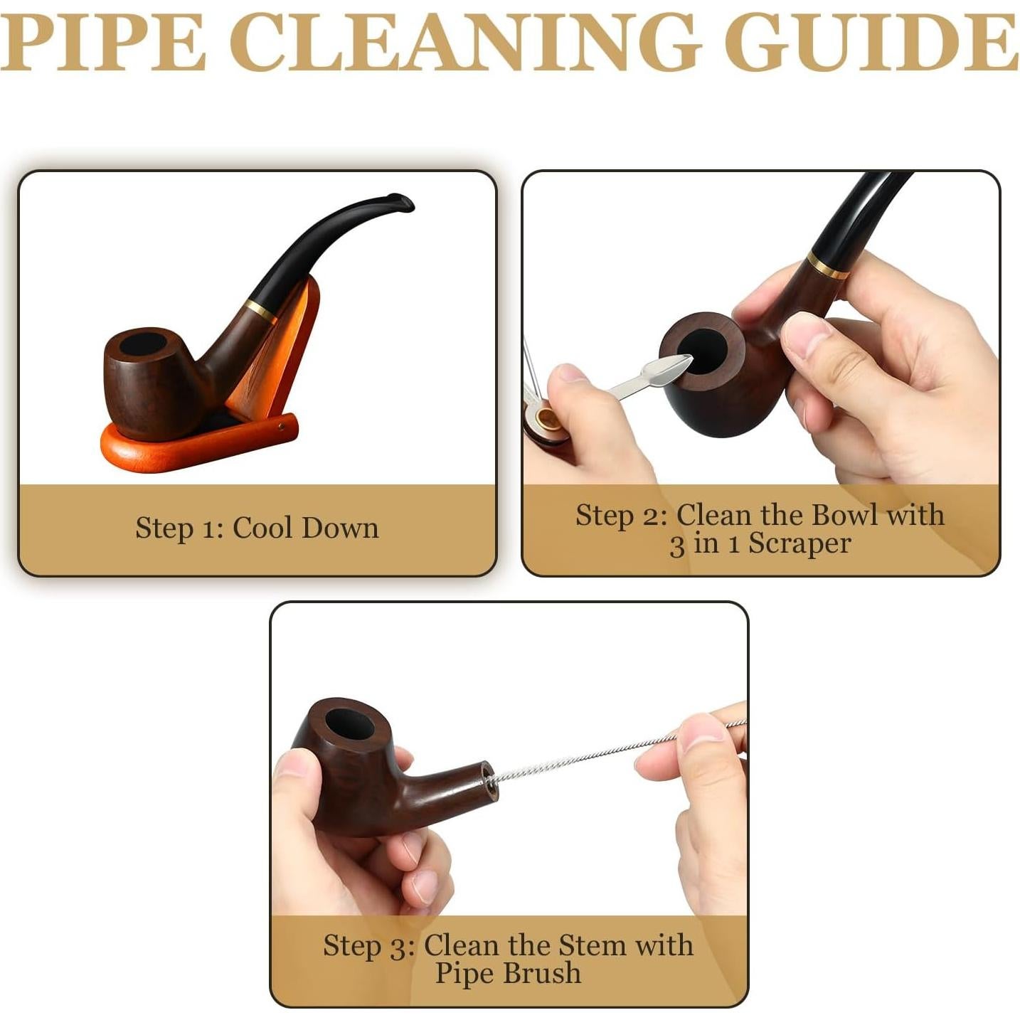 Pipa de Tabaco Joyoldelf Ébano Hecha a Mano con Accesorios