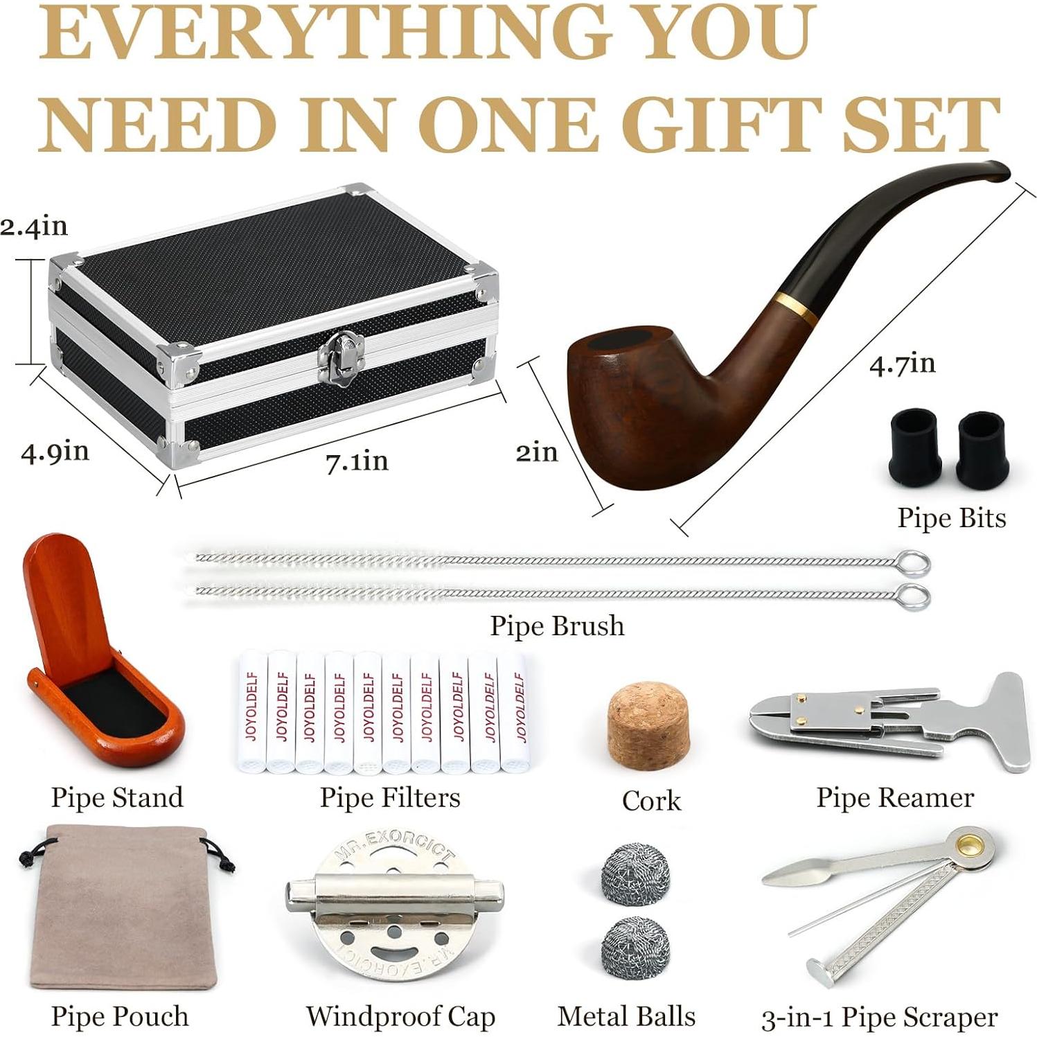 Pipa de Tabaco Joyoldelf Ébano Hecha a Mano con Accesorios