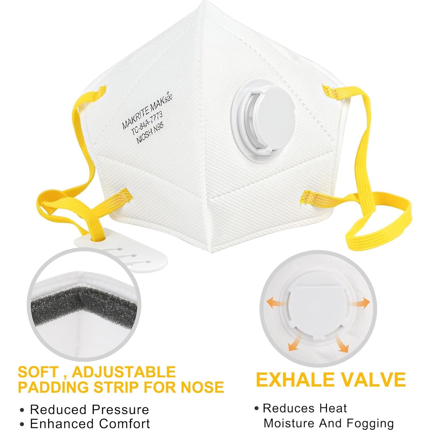 Mascarilla N95 LotFancy con Válvula - 10 Piezas