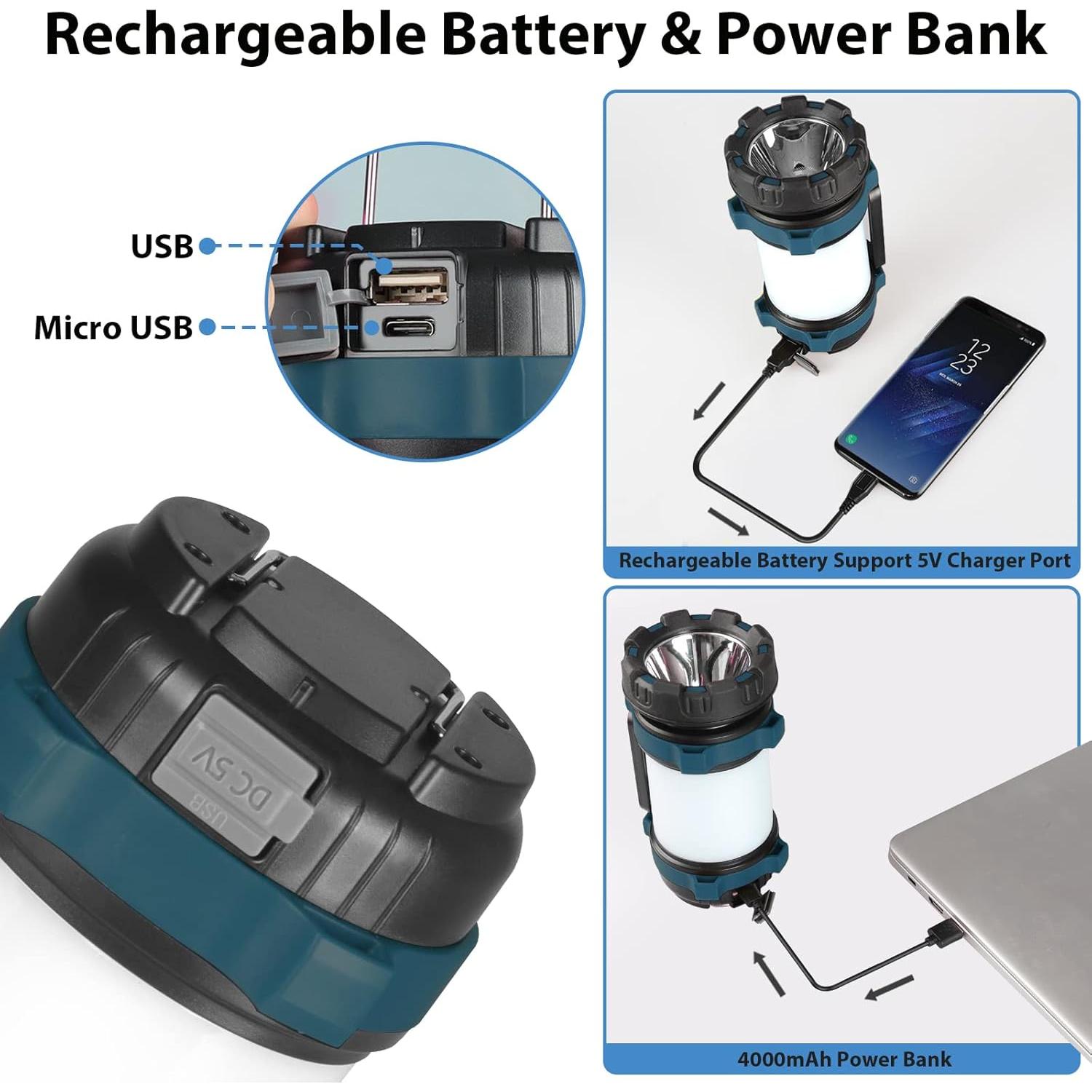 Linterna de Camping BOBKID 2 Paquetes 1000LM Recargable USB