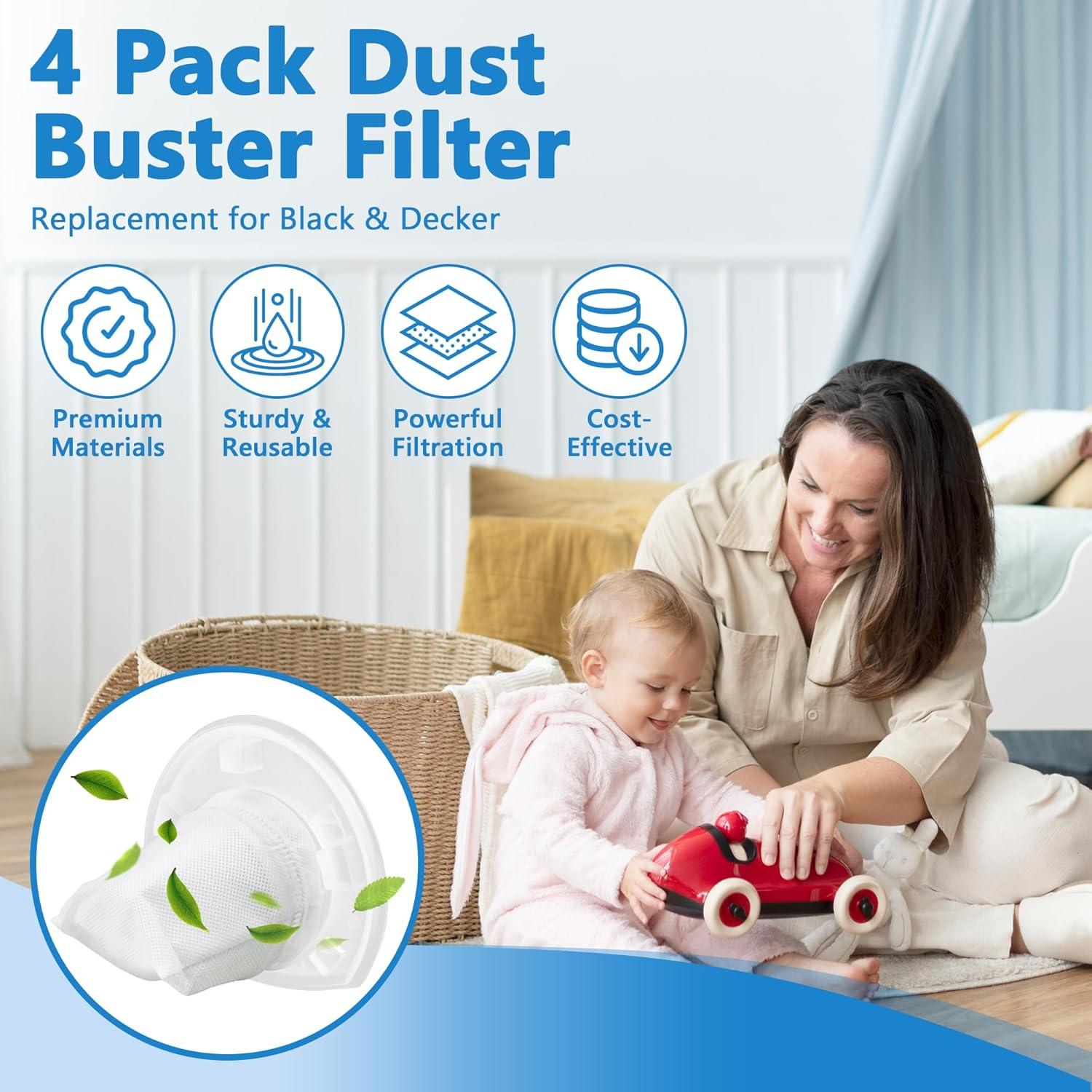 Paquete de 4 Filtros de Reemplazo Funmit VF110 para Black & Decker