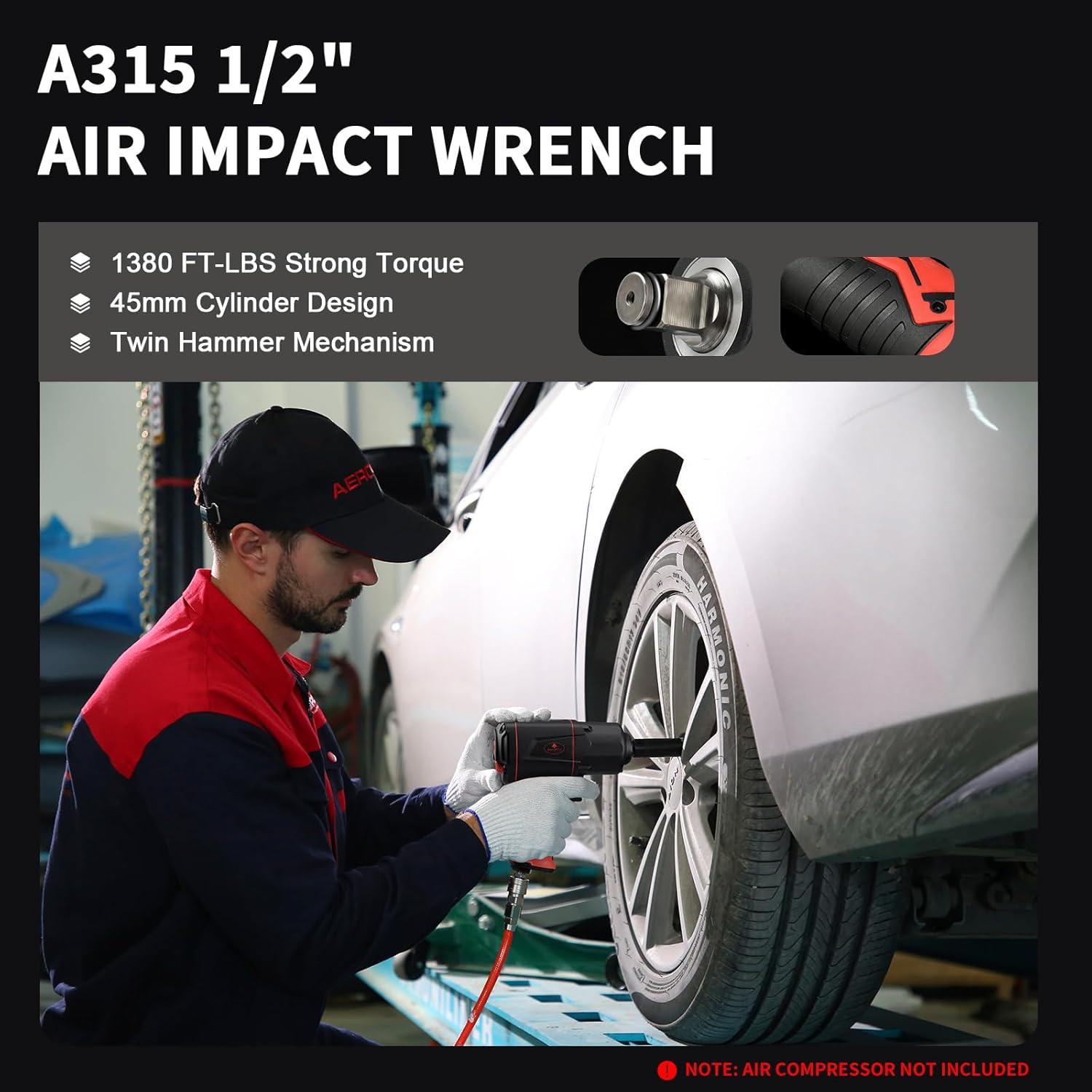 Llave de Impacto Neumática AEROPRO A315 1870.5 Nm Ligera