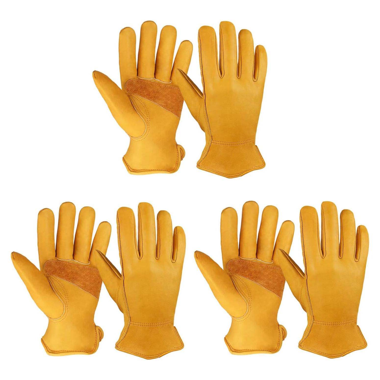 Guantes de trabajo OZERO de cuero de vaca - 3 pares grandes