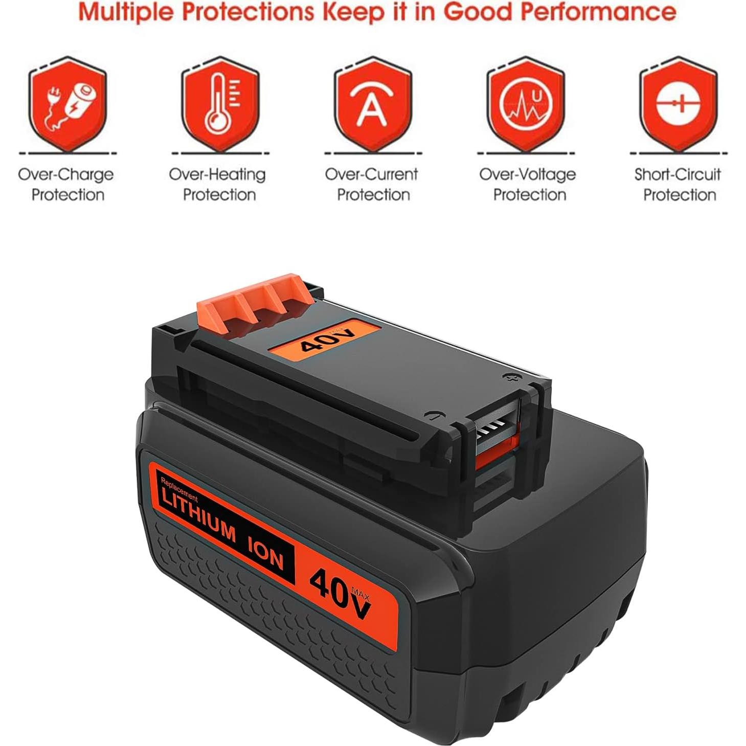 2 Baterías de Reemplazo 40V 3000mAh Litio Enermall para Black & Decker