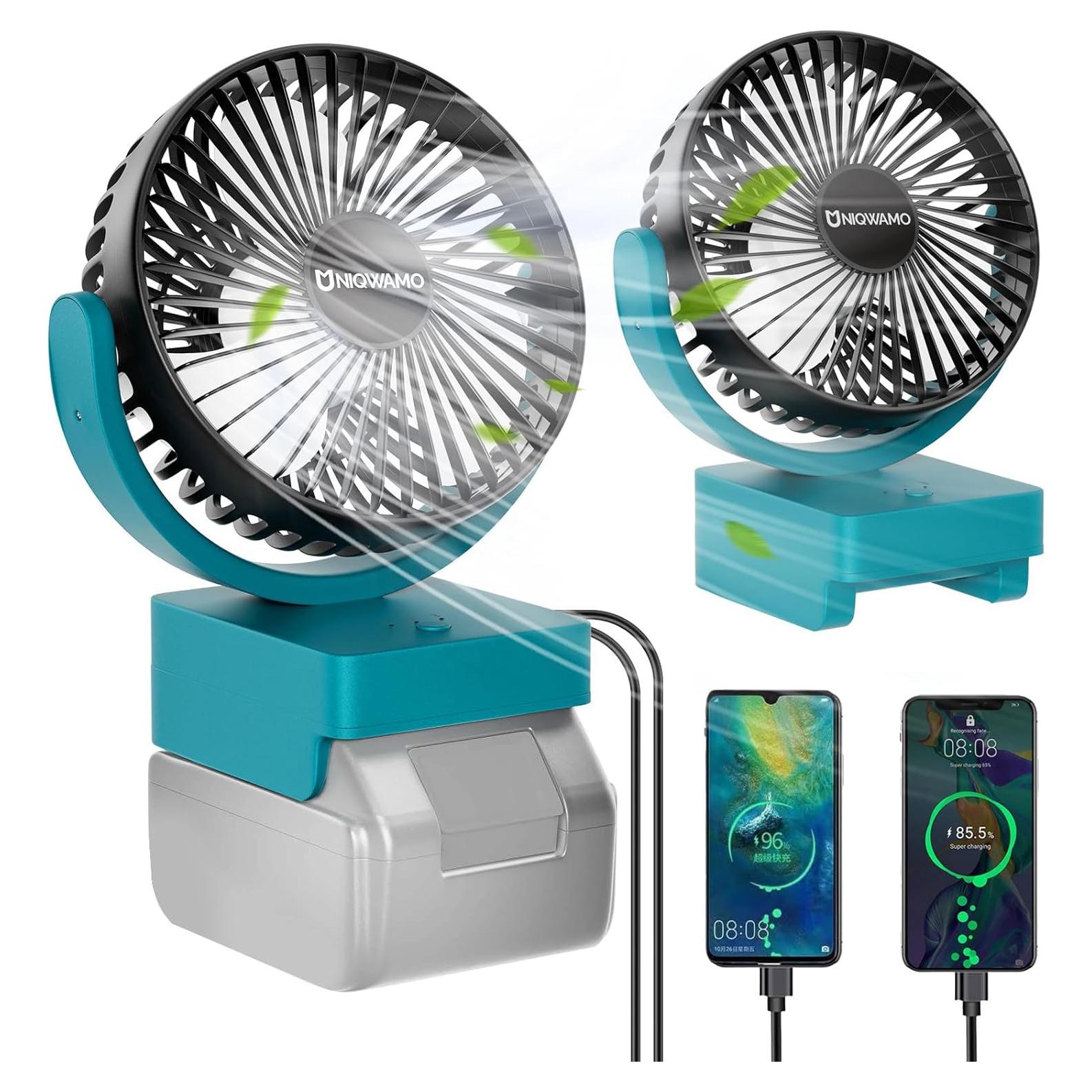 Ventilador Recargable Uniqwamo 18V 3 Velocidades USB Tipo C